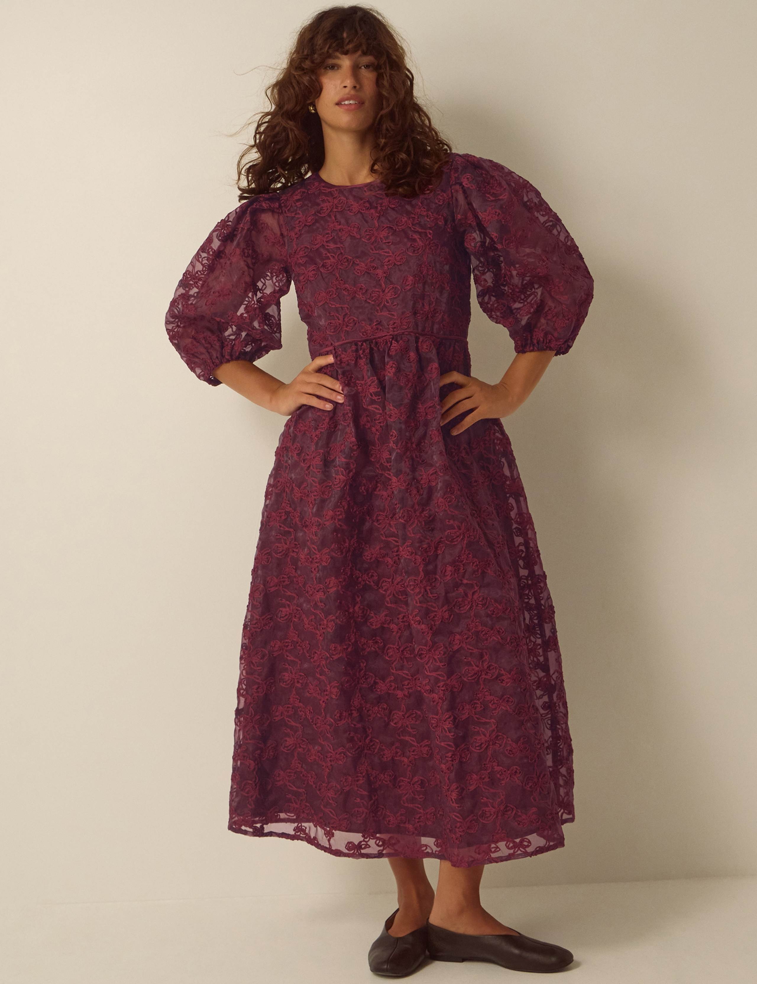 Organza Fit And Flare Midi Dress