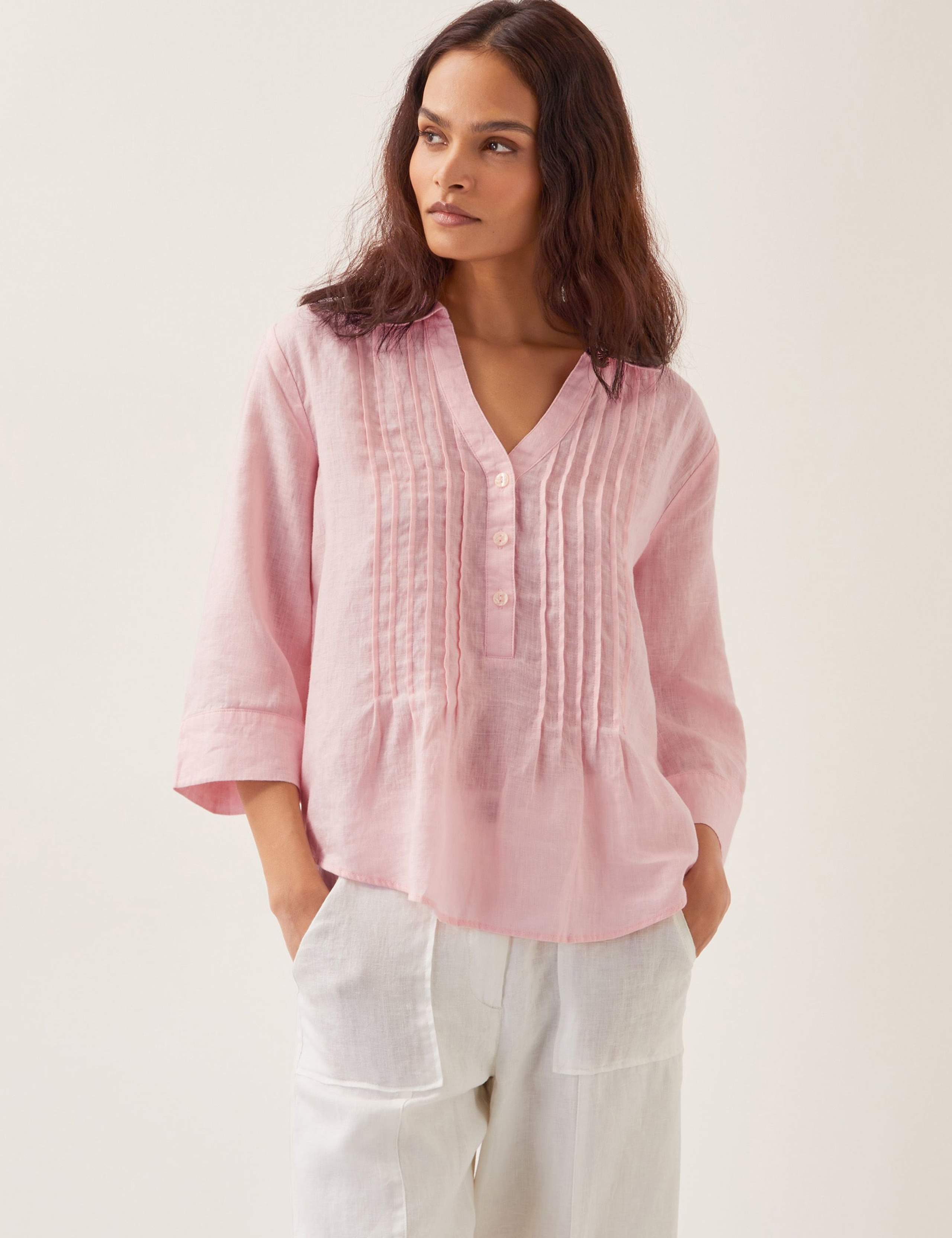Pure Linen Collared Blouse