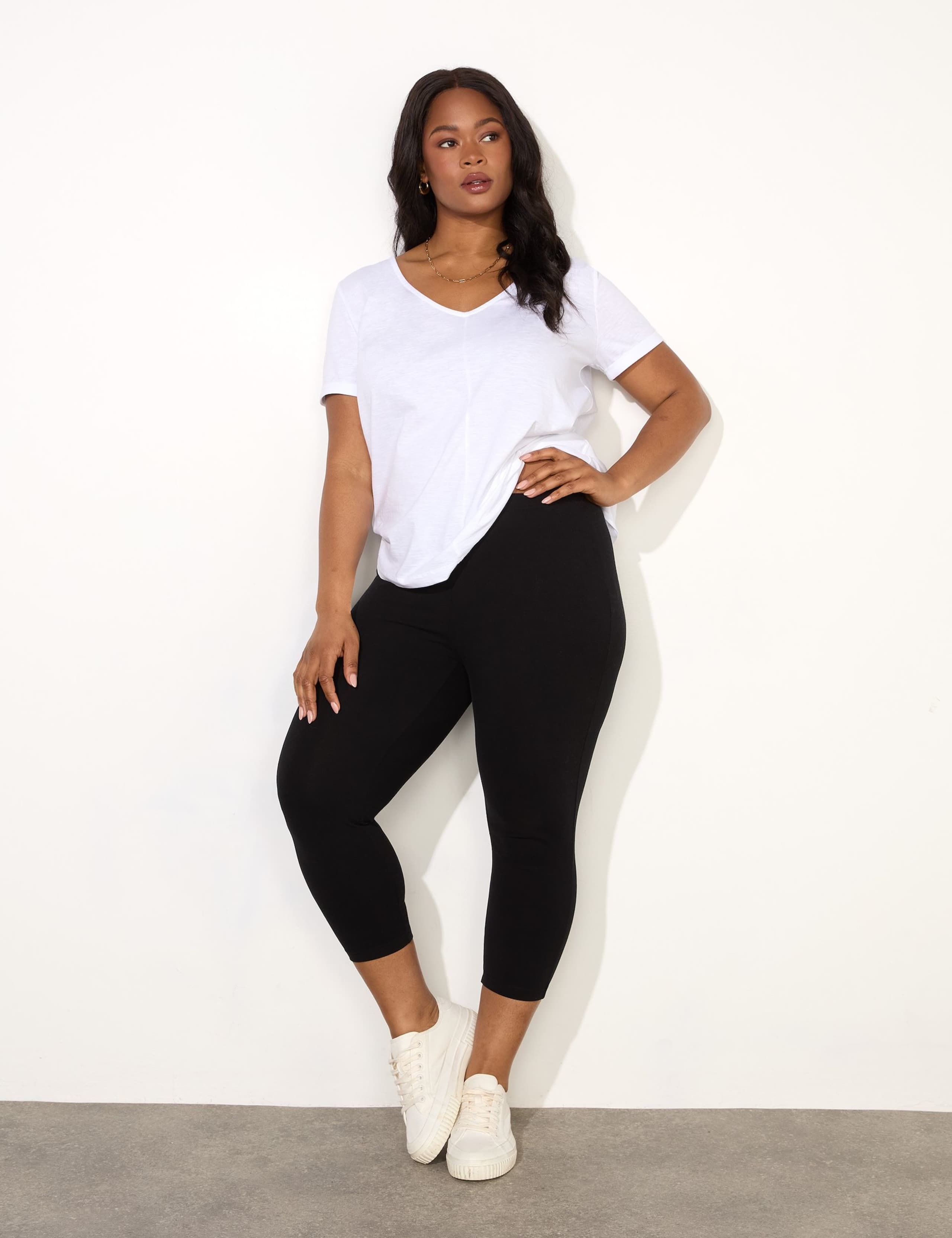 Cotton Rich High Waisted Cropped Leggings