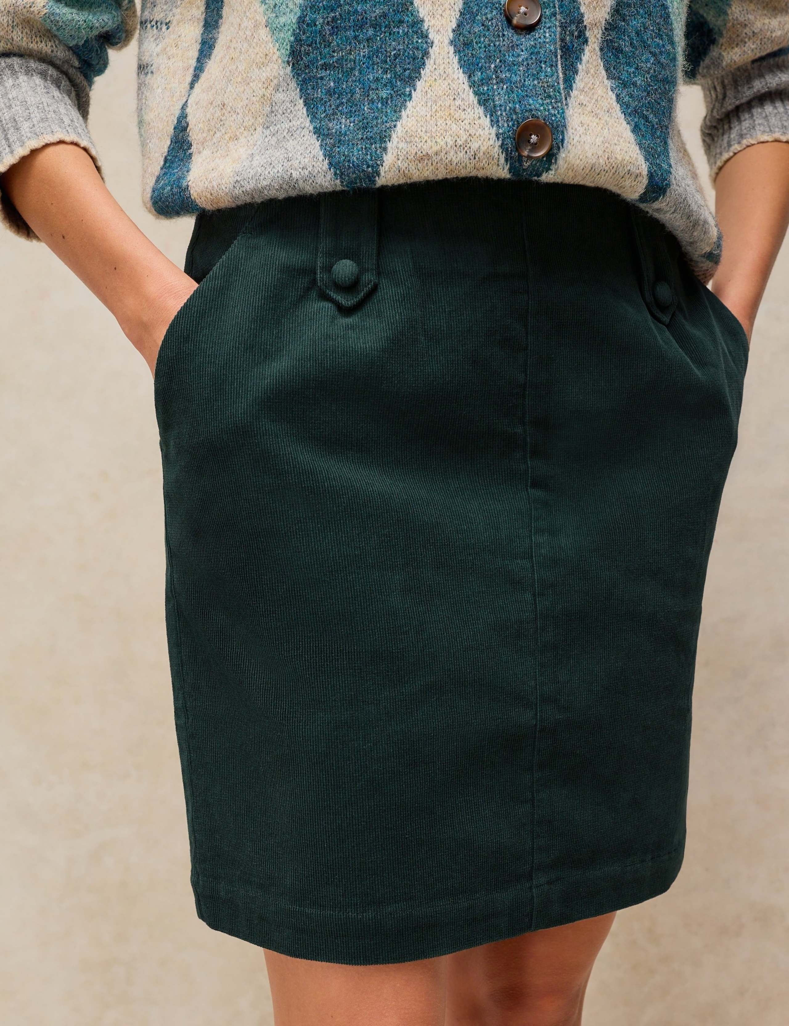 Cotton Rich Cord Mini A-Line Skirt