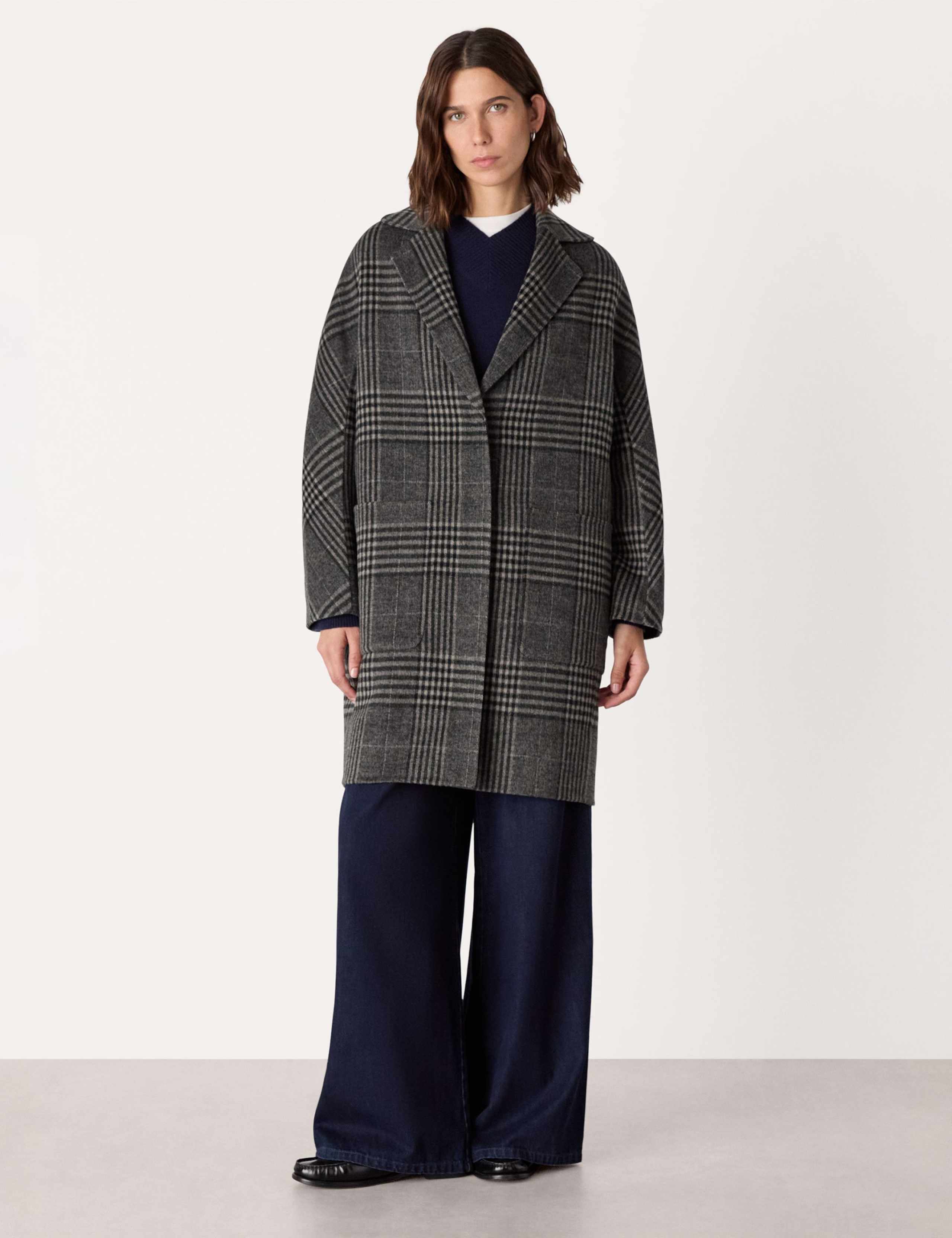 Wool Rich Checked Relaxed Coat