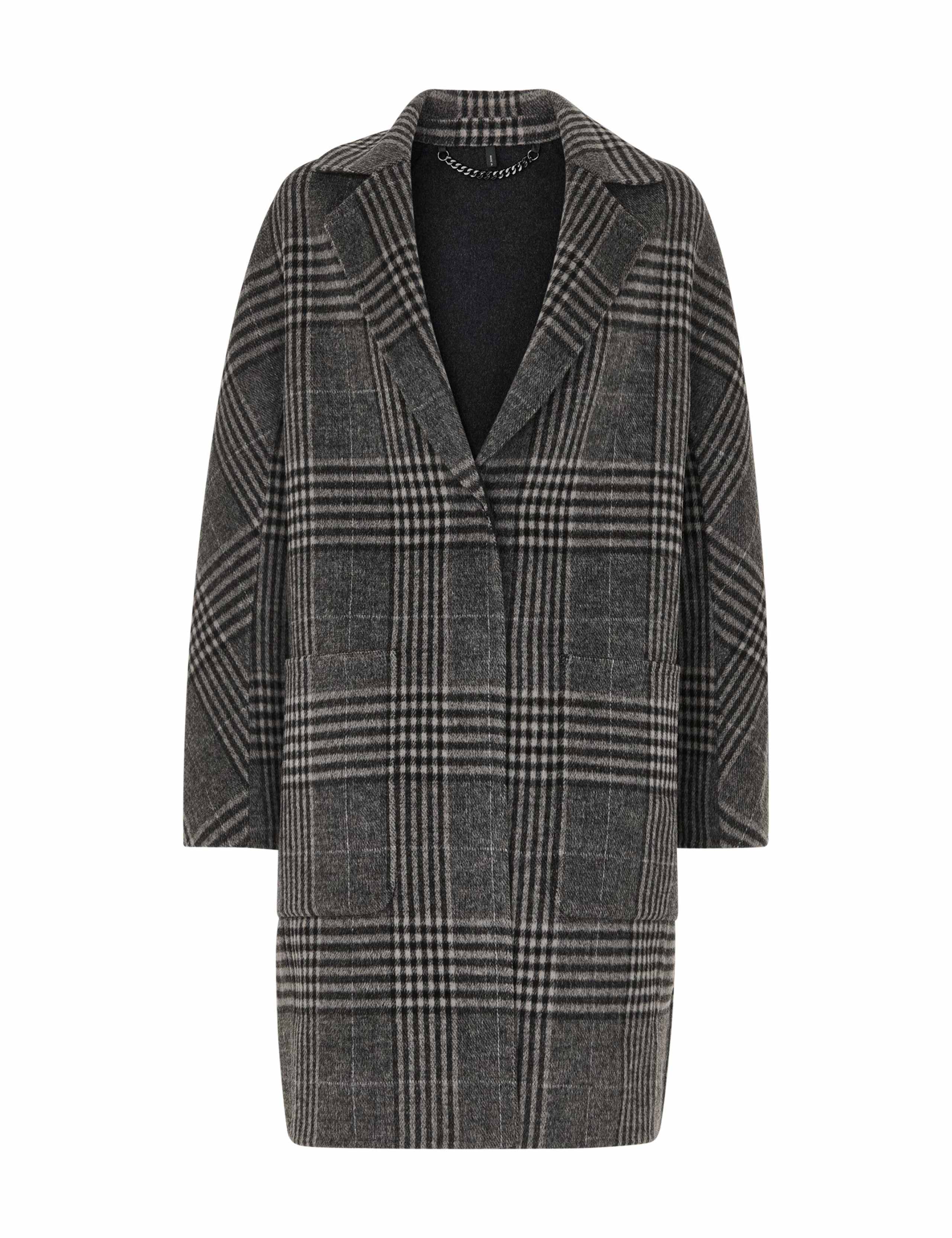Wool Rich Checked Relaxed Coat