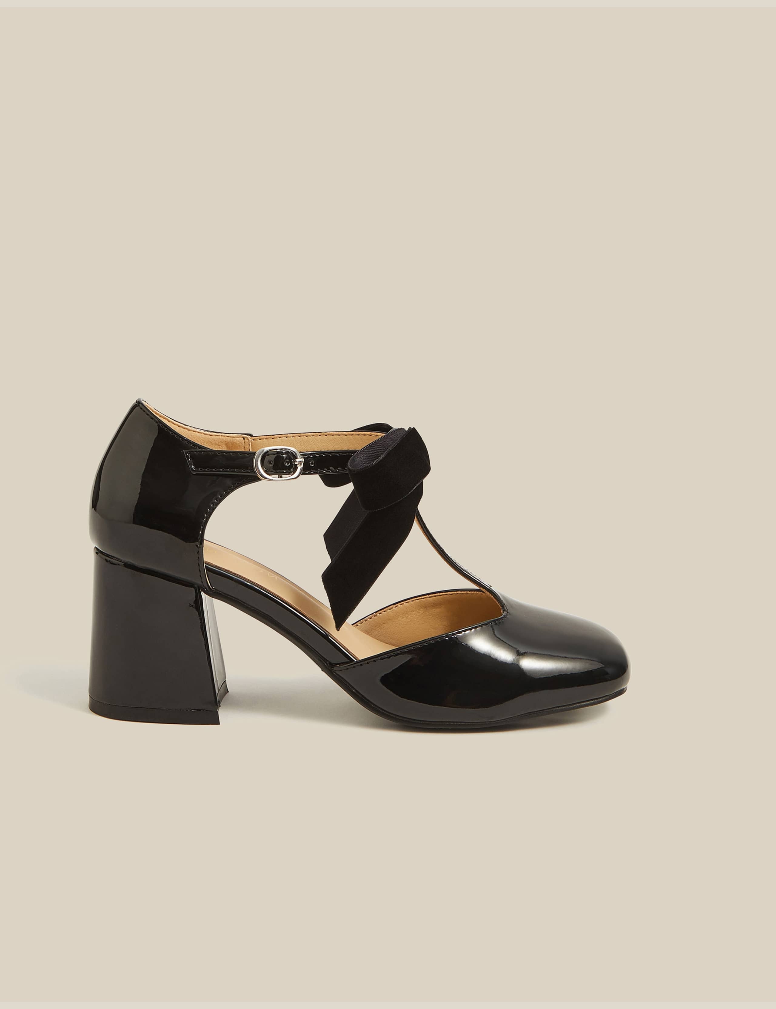 Patent Bow Detail Mary Jane Shoes