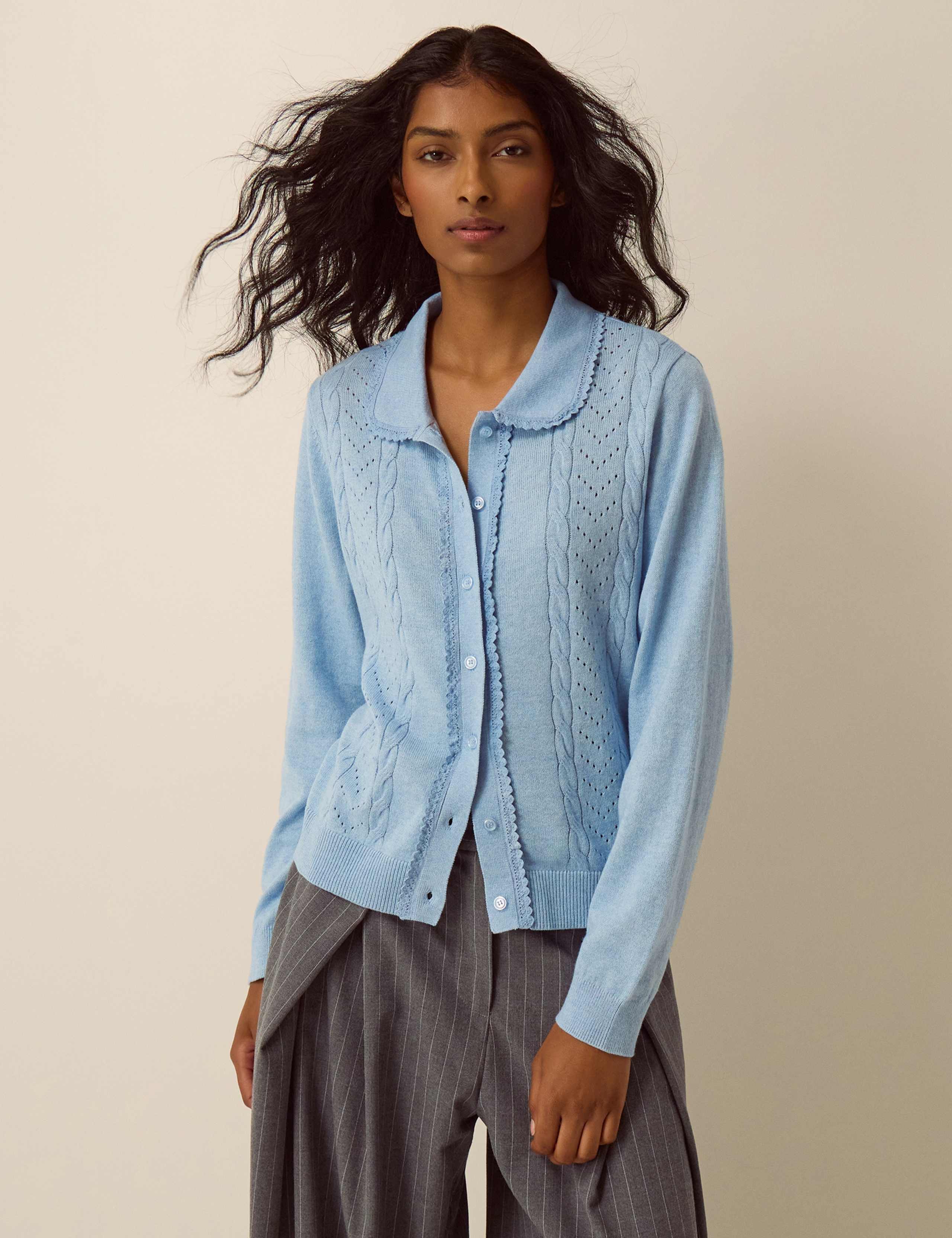 Collared Cardigan with Wool