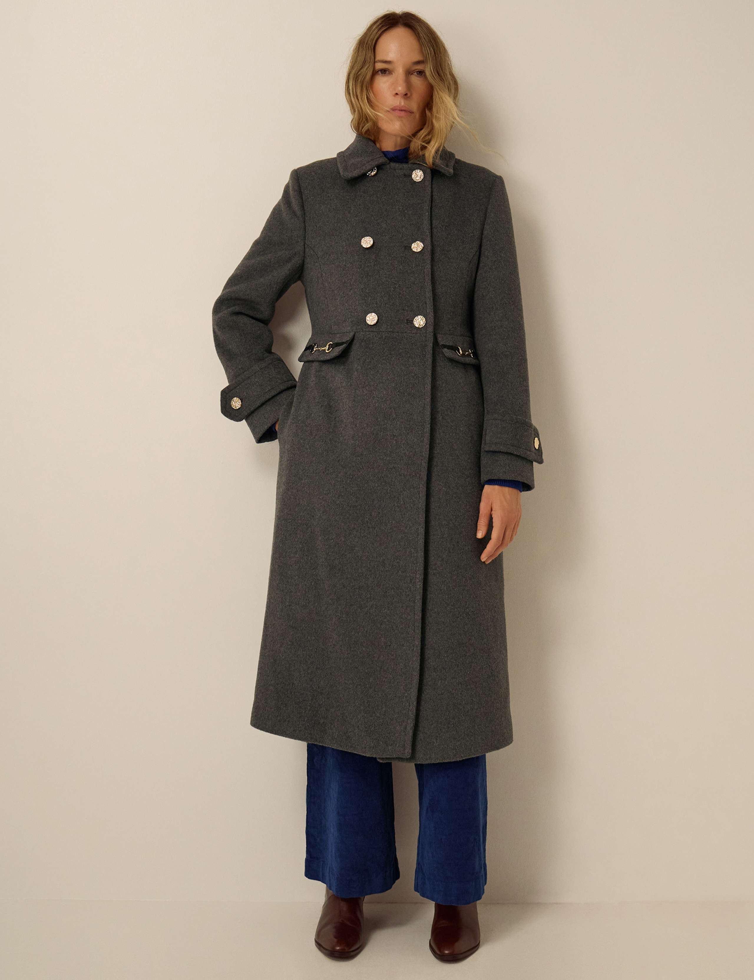Collared Faux Fur Trim Coat