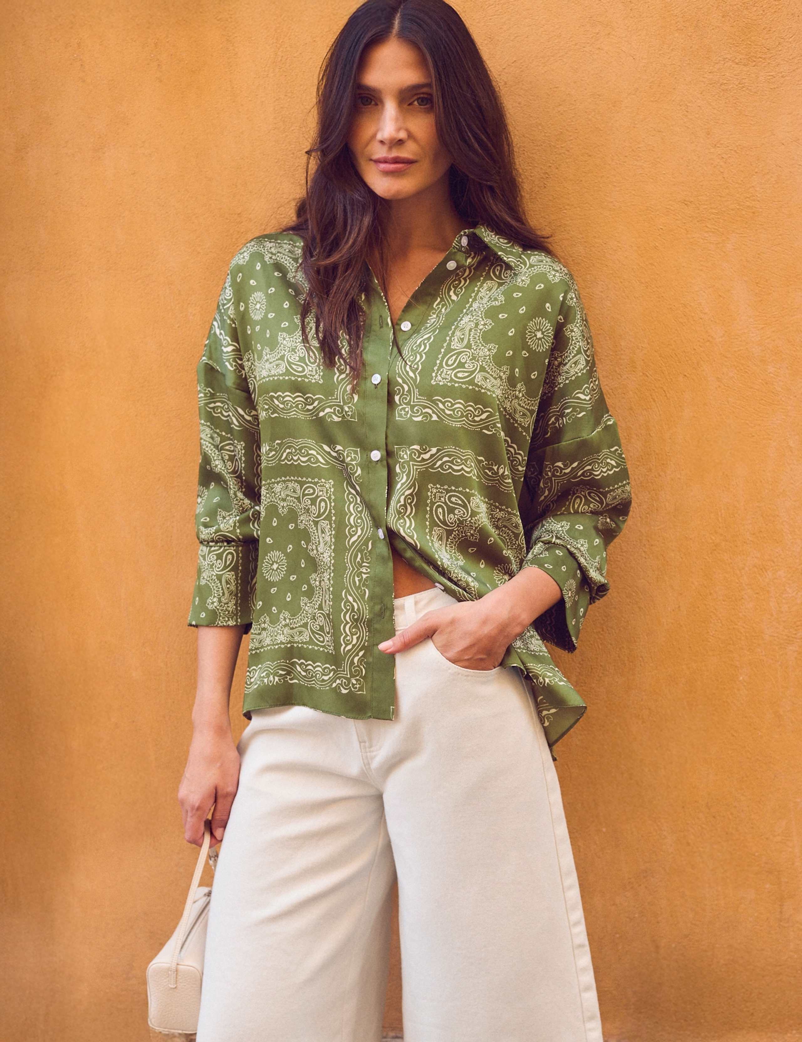 Scarf Print Collared Shirt