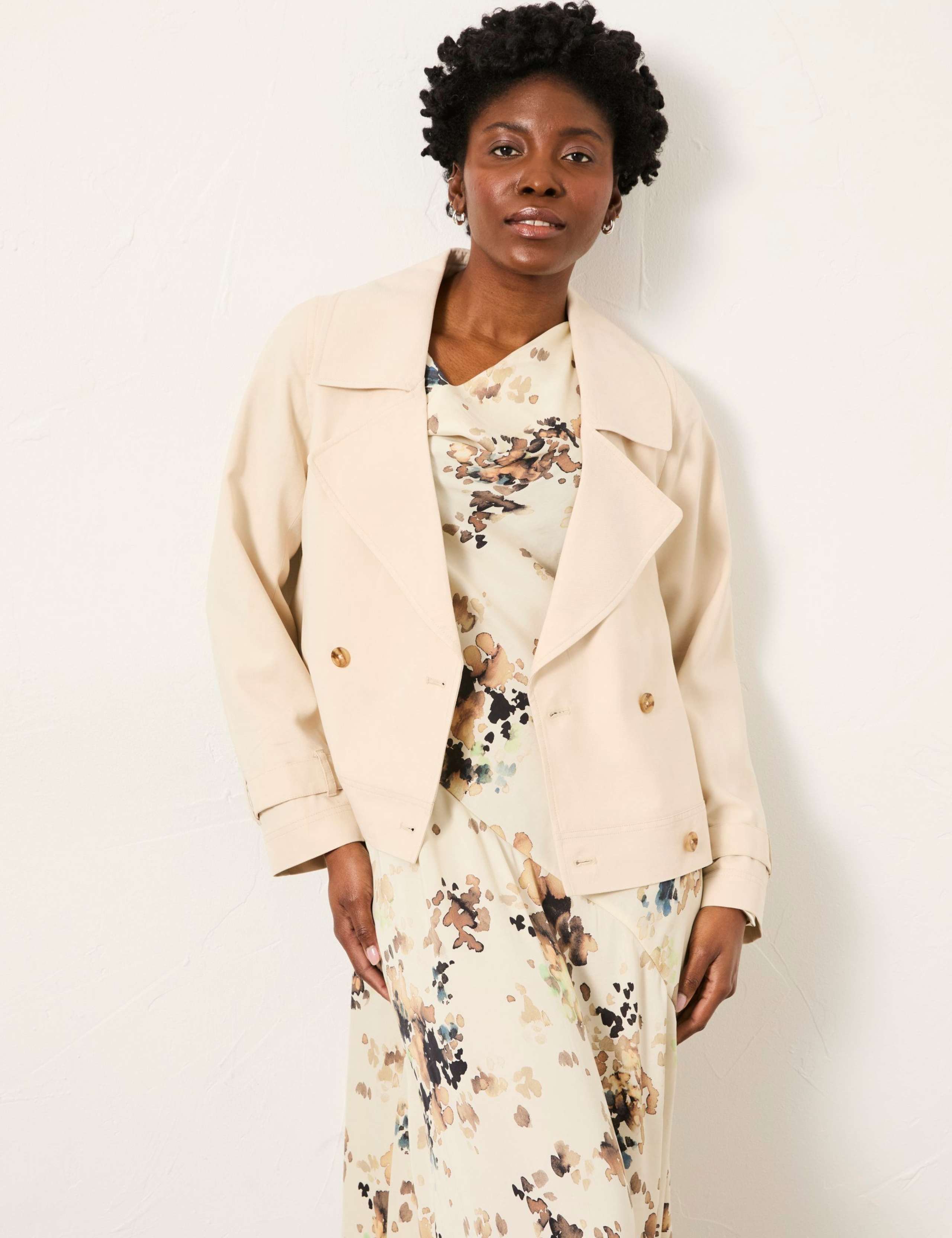 Double Breasted Cropped Trench Coat