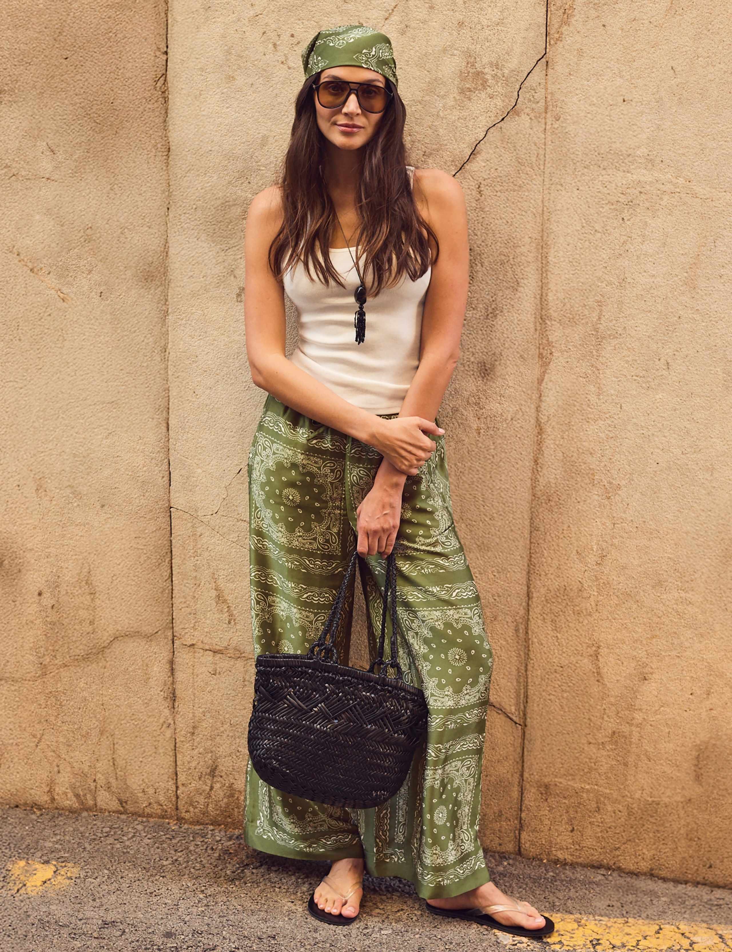 Scarf Print Wide Leg Trousers