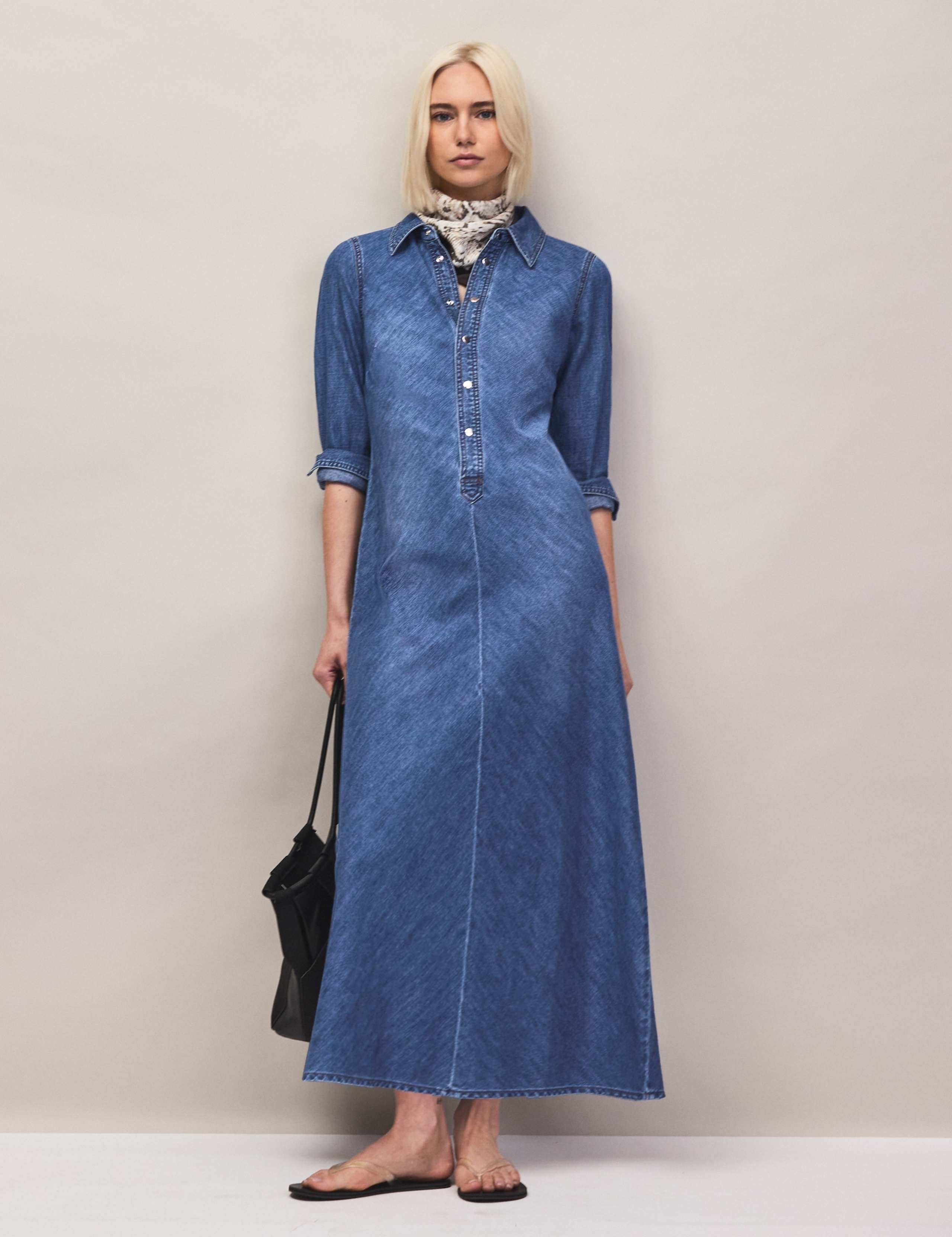Denim Maxi Shirt Dress