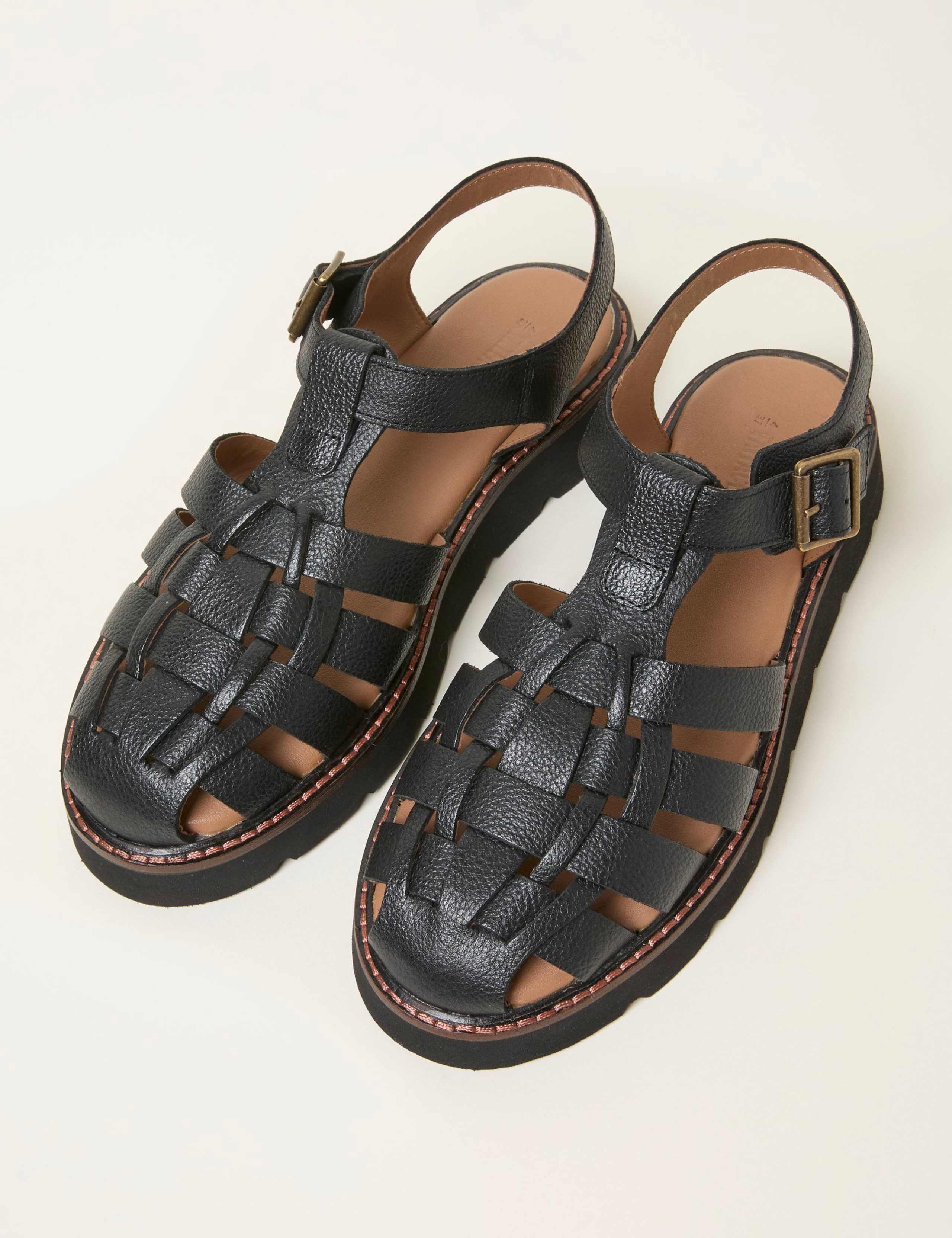 Leather Buckle Flat Gladiator Sandals