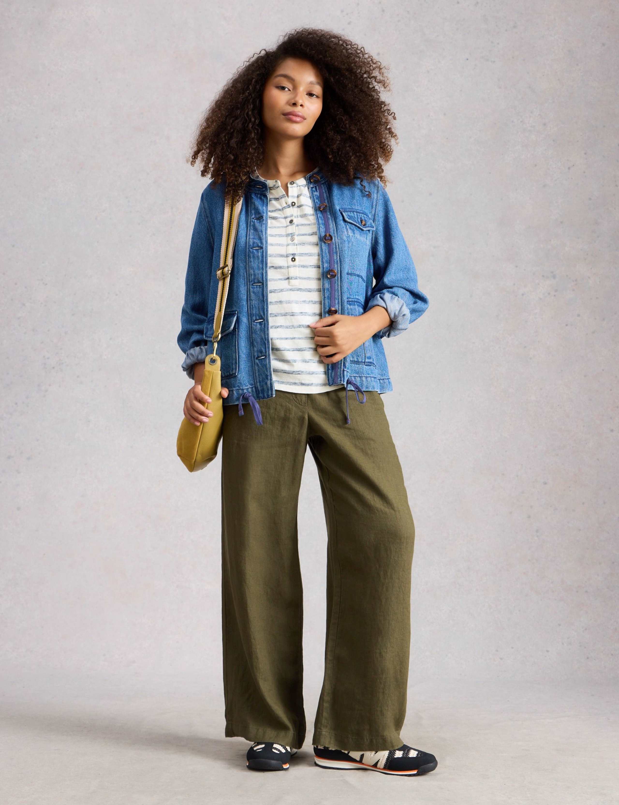 Pure Cotton Striped Collarless Shirt