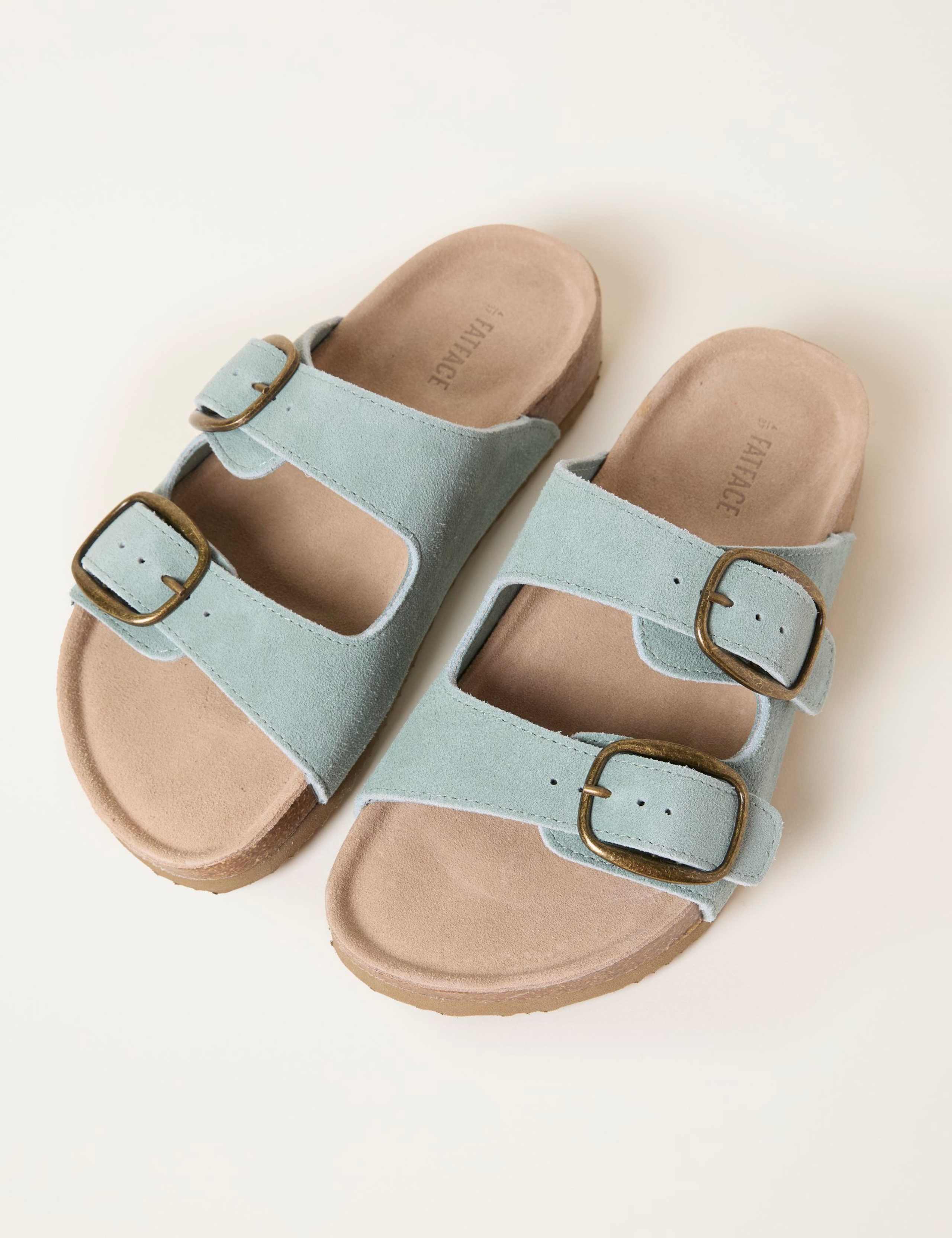 Leather Buckle Flat Sandals