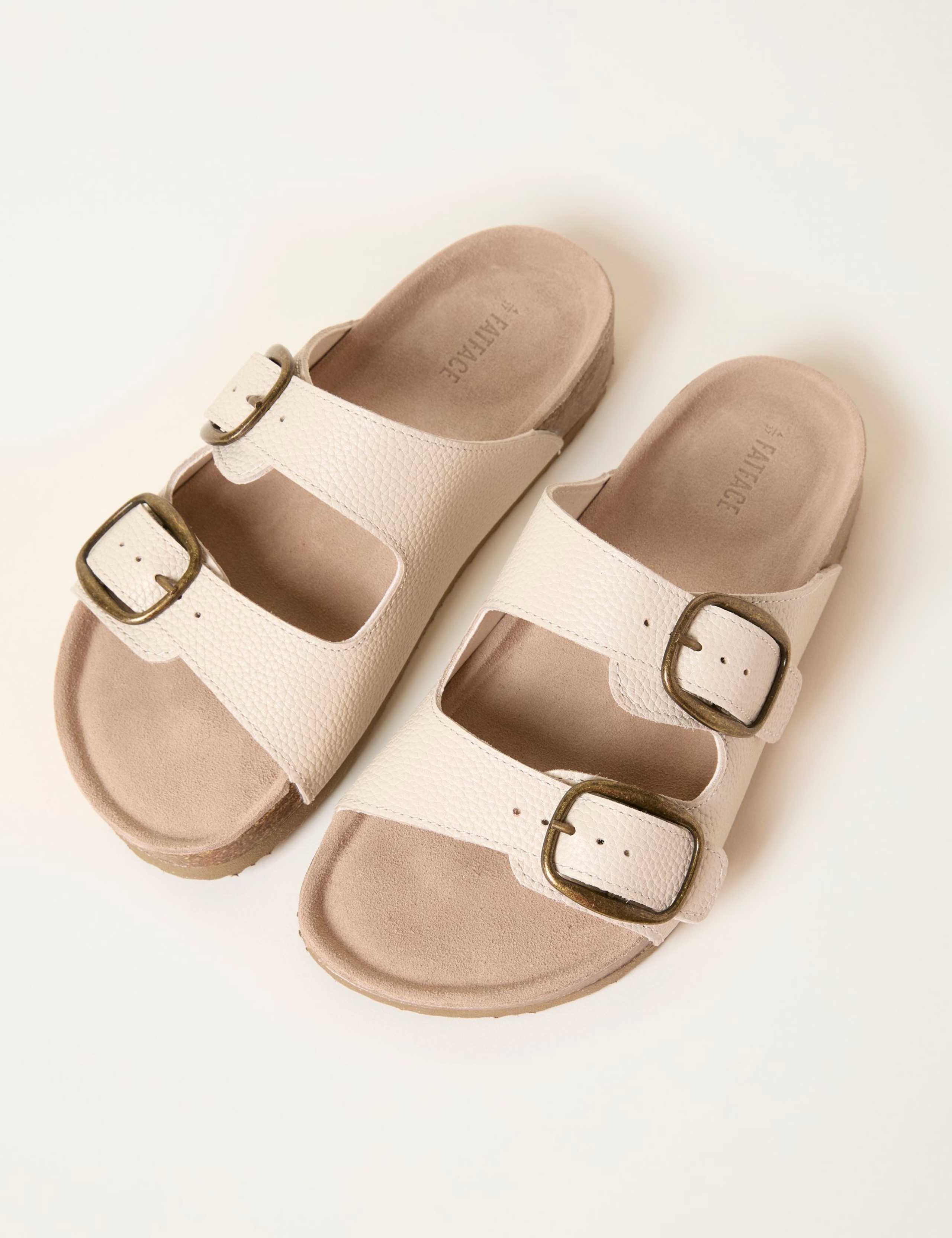 Leather Buckle Flat Sandals