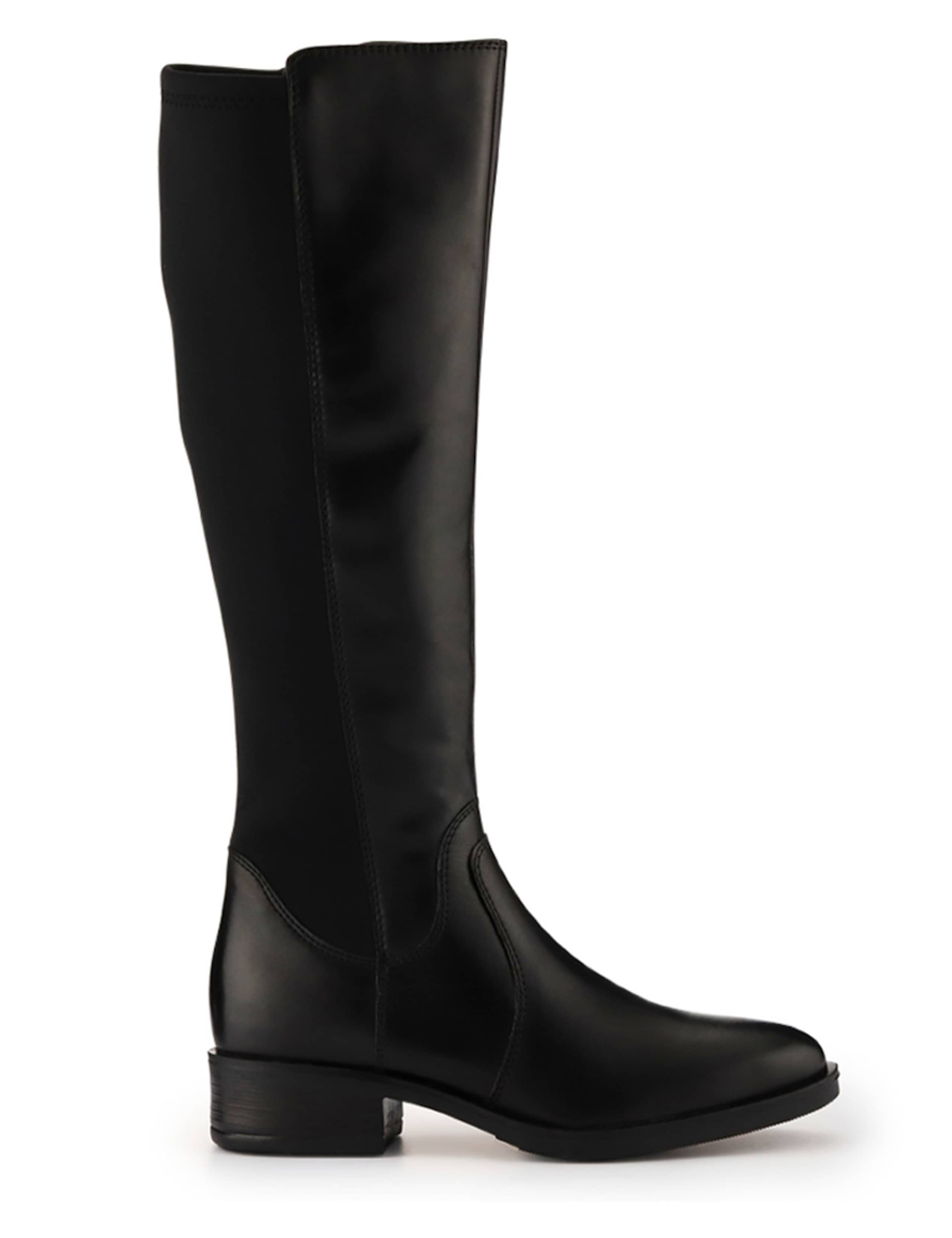 Leather Block Heel Knee High Boots