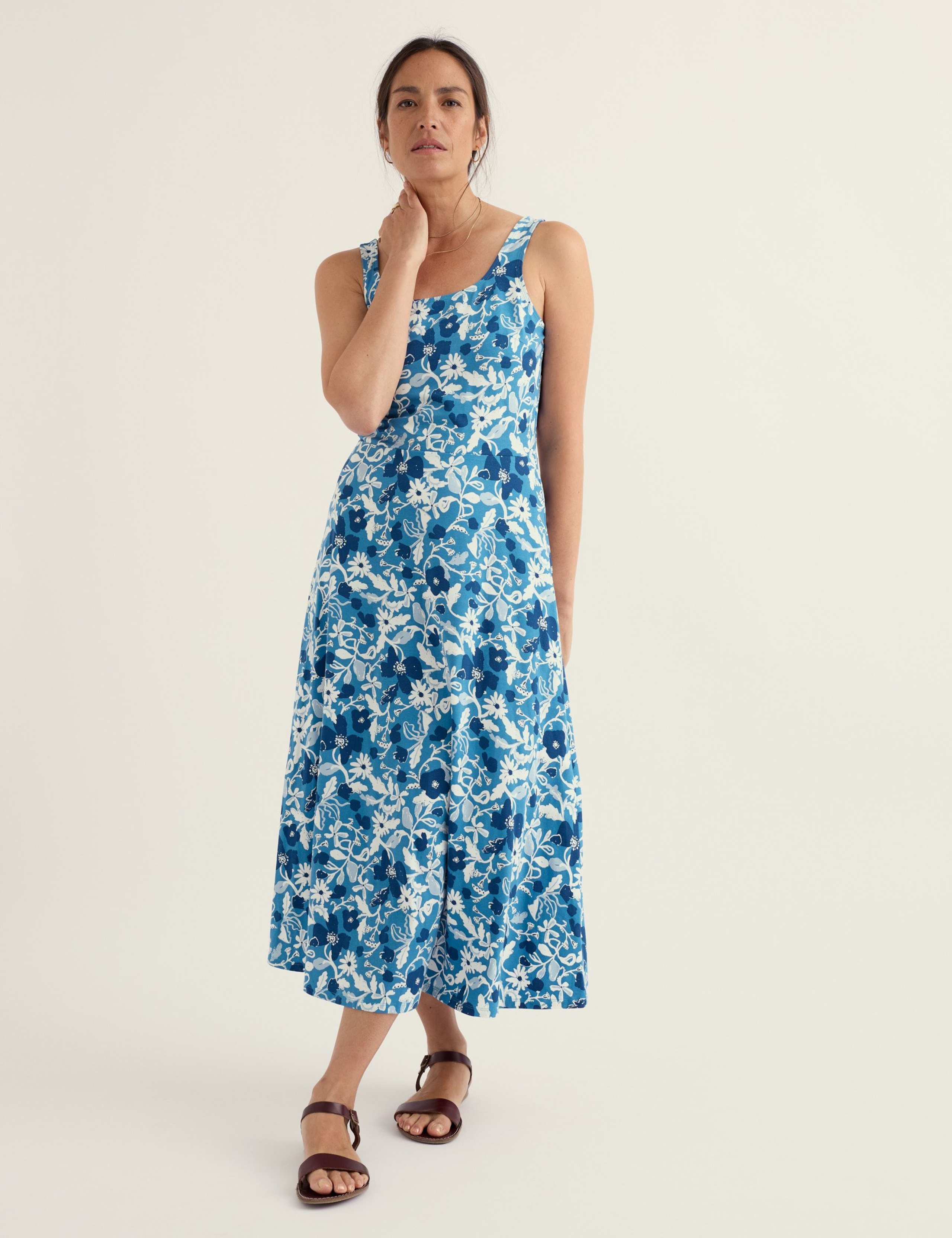 Cotton Rich Floral Midi Skater Dress