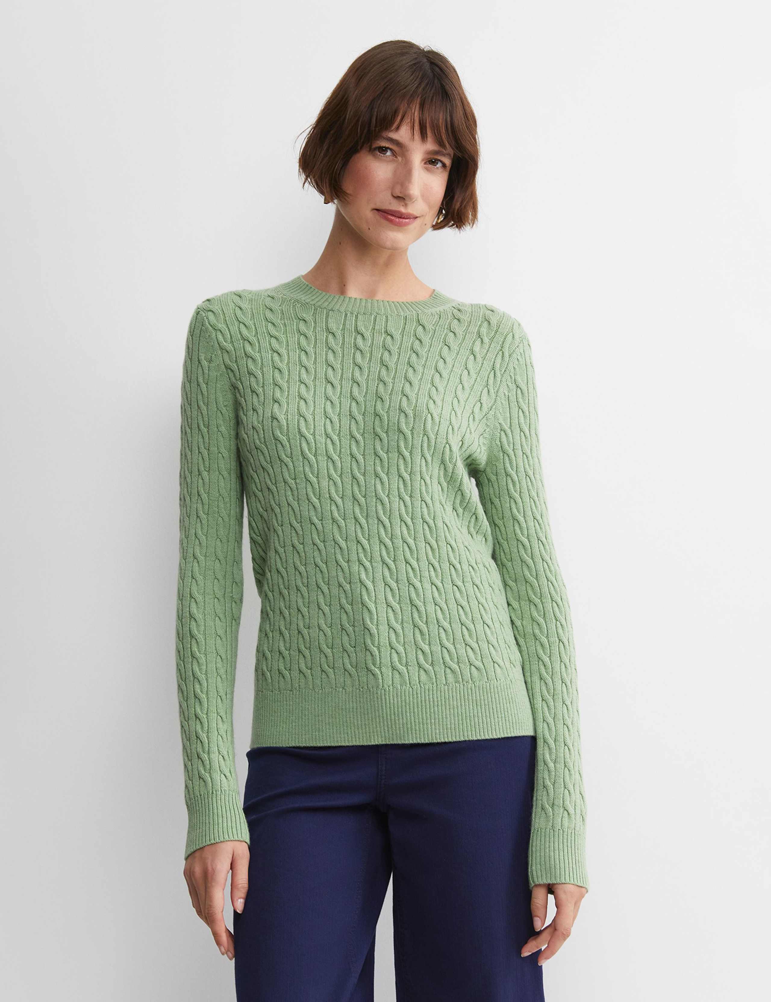 Pure Wool Cable Knit Crew Neck Jumper