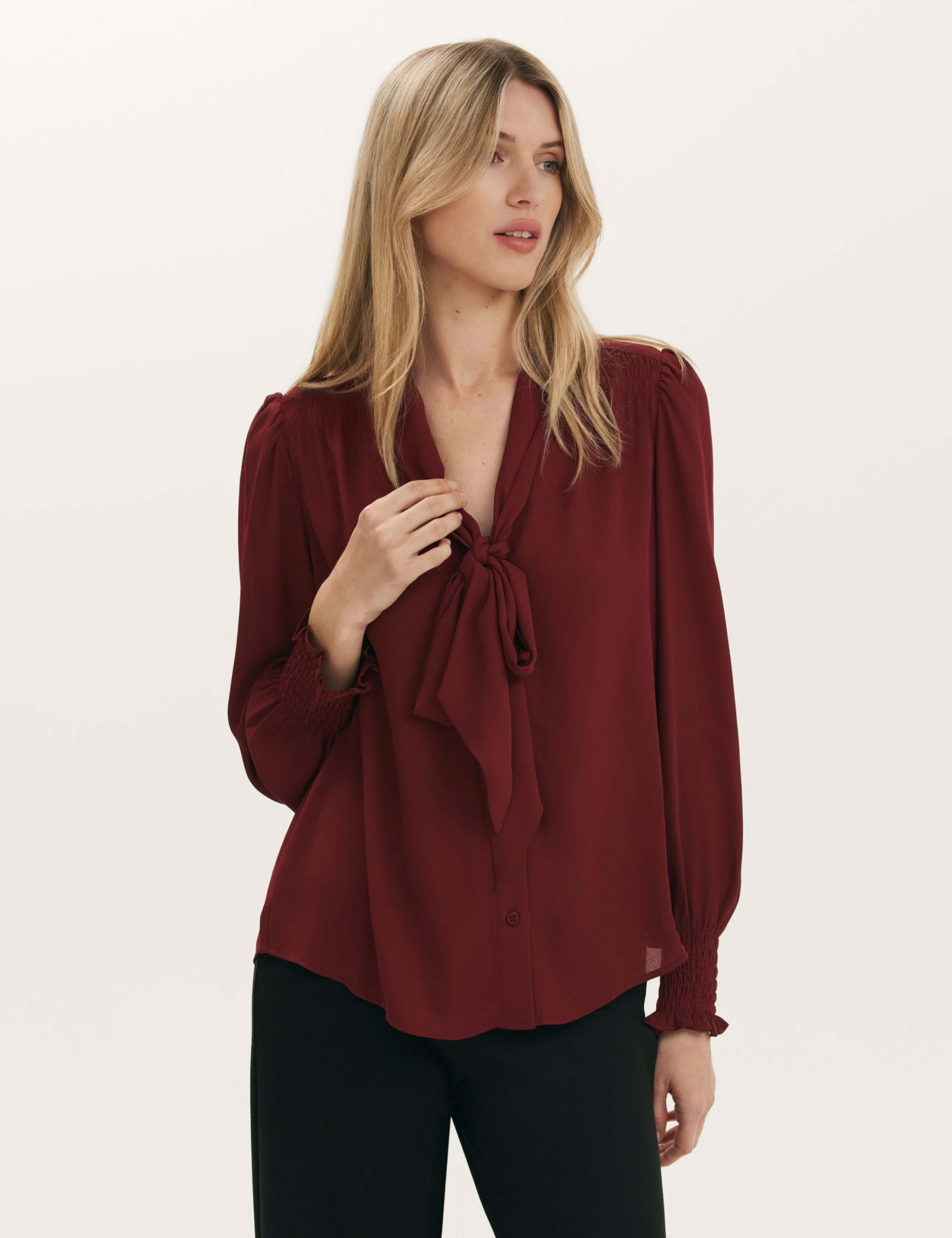 Georgette Tie Neck Blouse