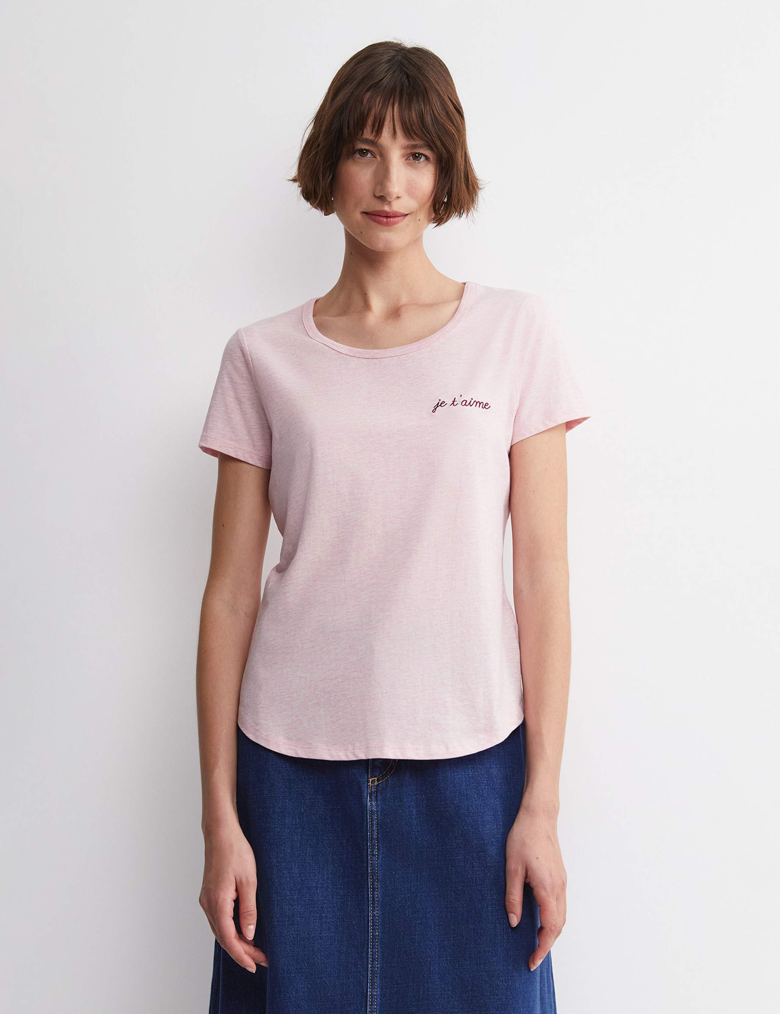 Pure Cotton Je T'aime Slogan T-Shirt
