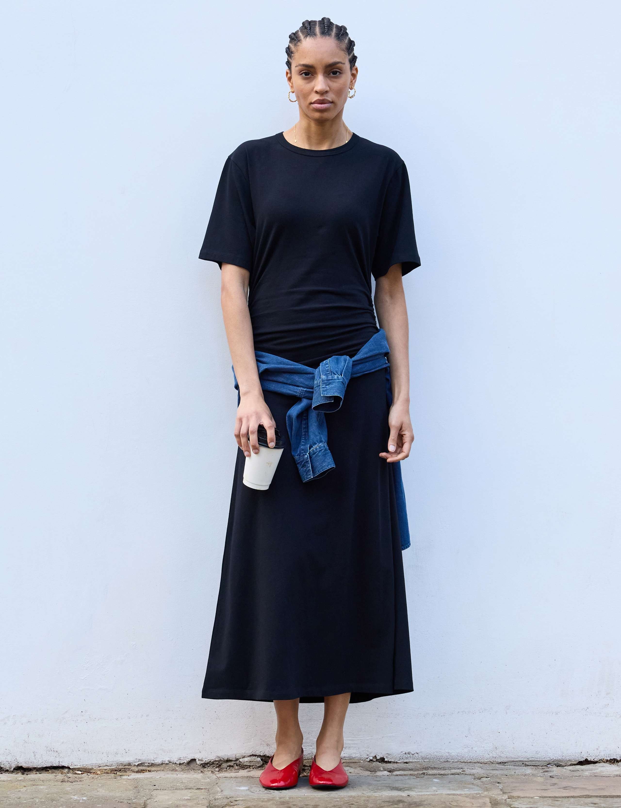 Cotton-Rich Jersey Midi Skater Dress