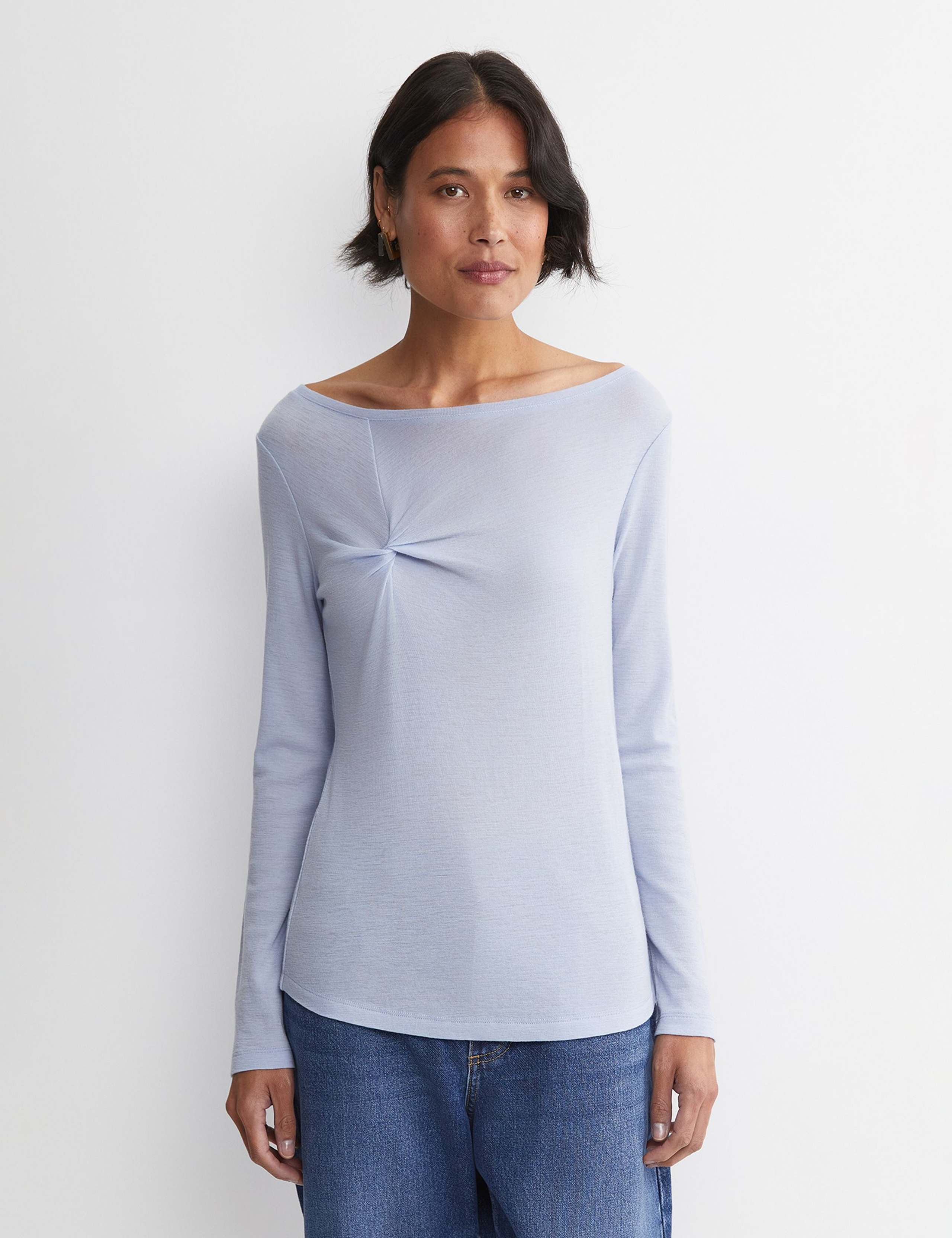 Pure Merino Wool Twist Front Top