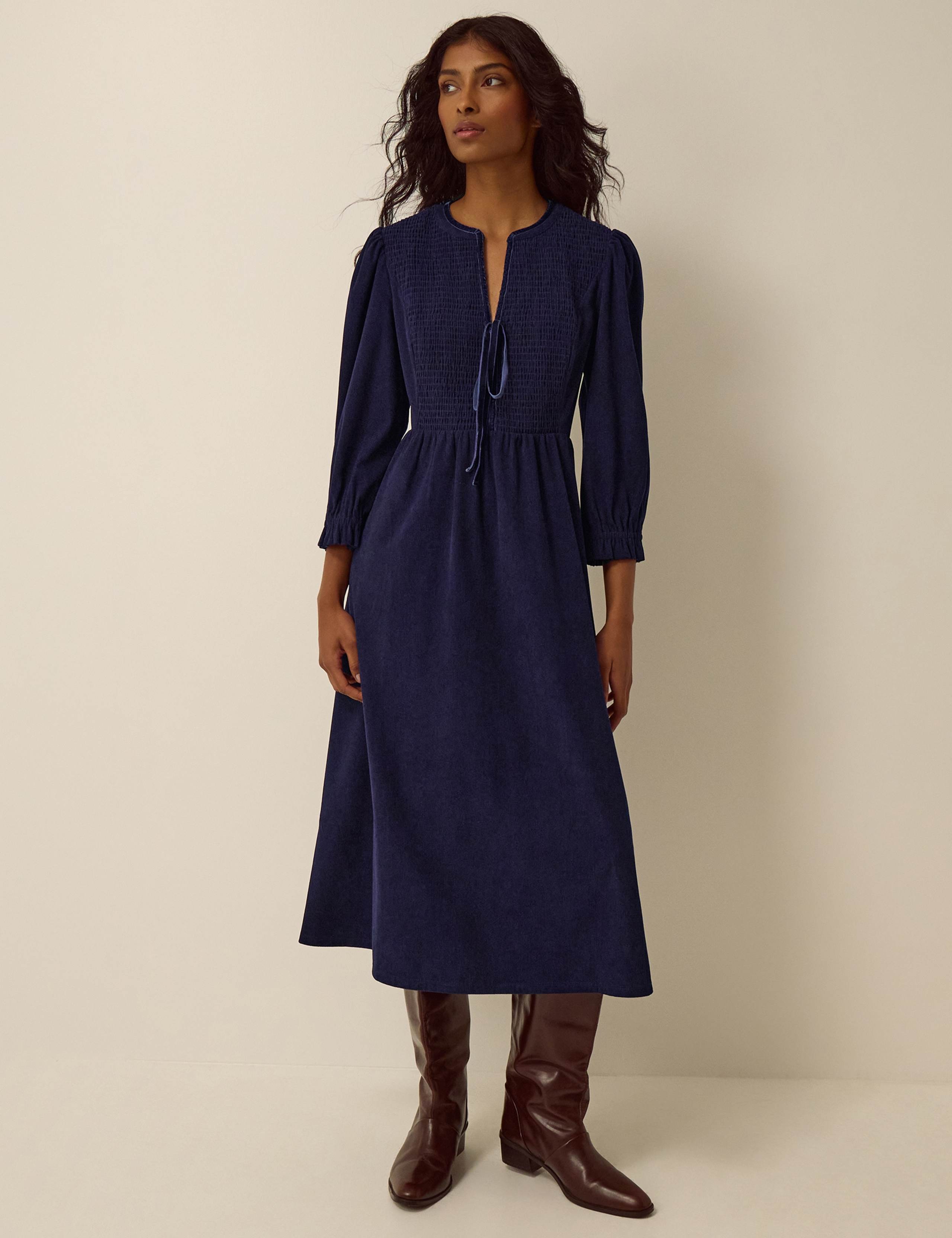 Stretch Corduroy Midi Skater Dress