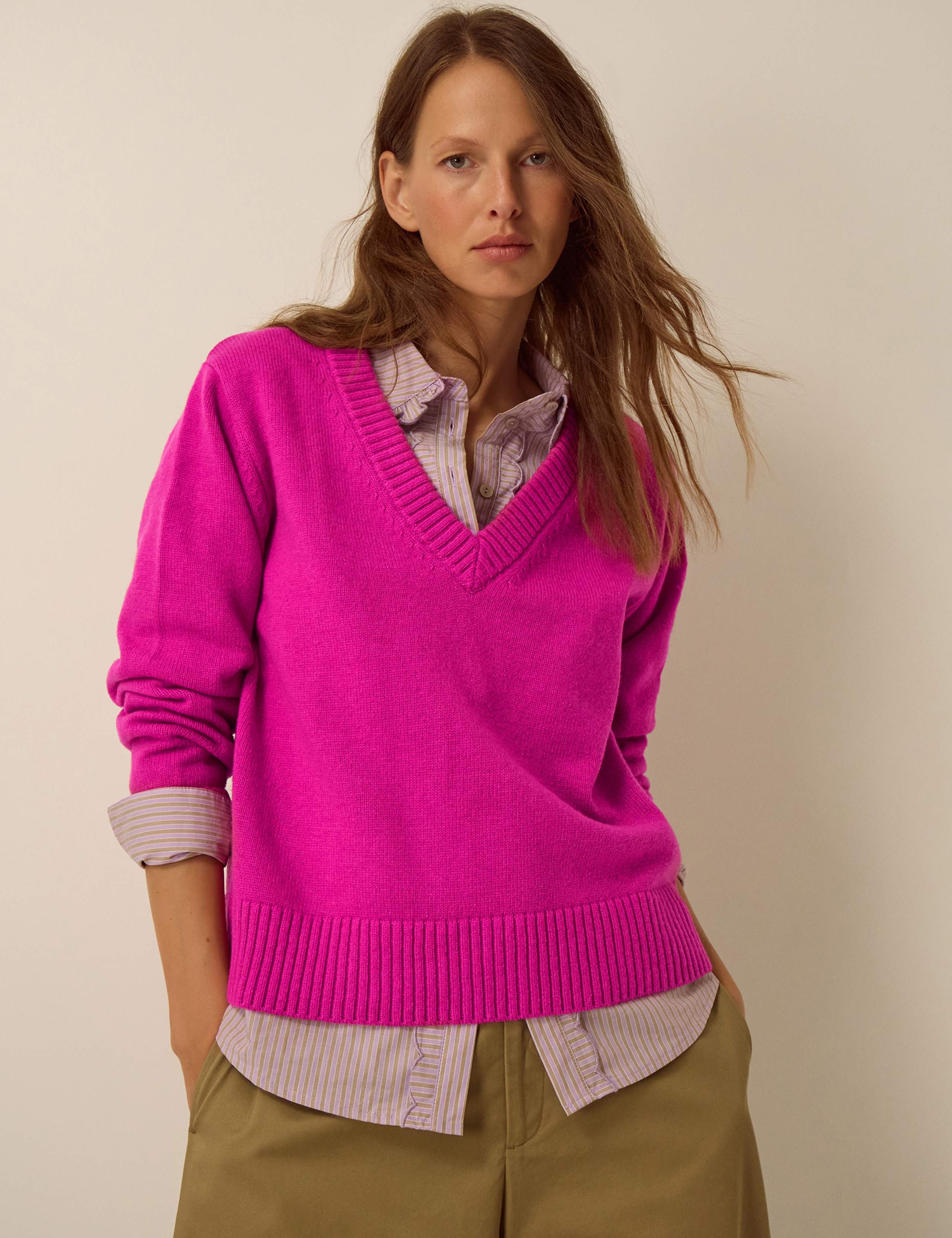 Wool Blend Regular Fit V Neck Jumper