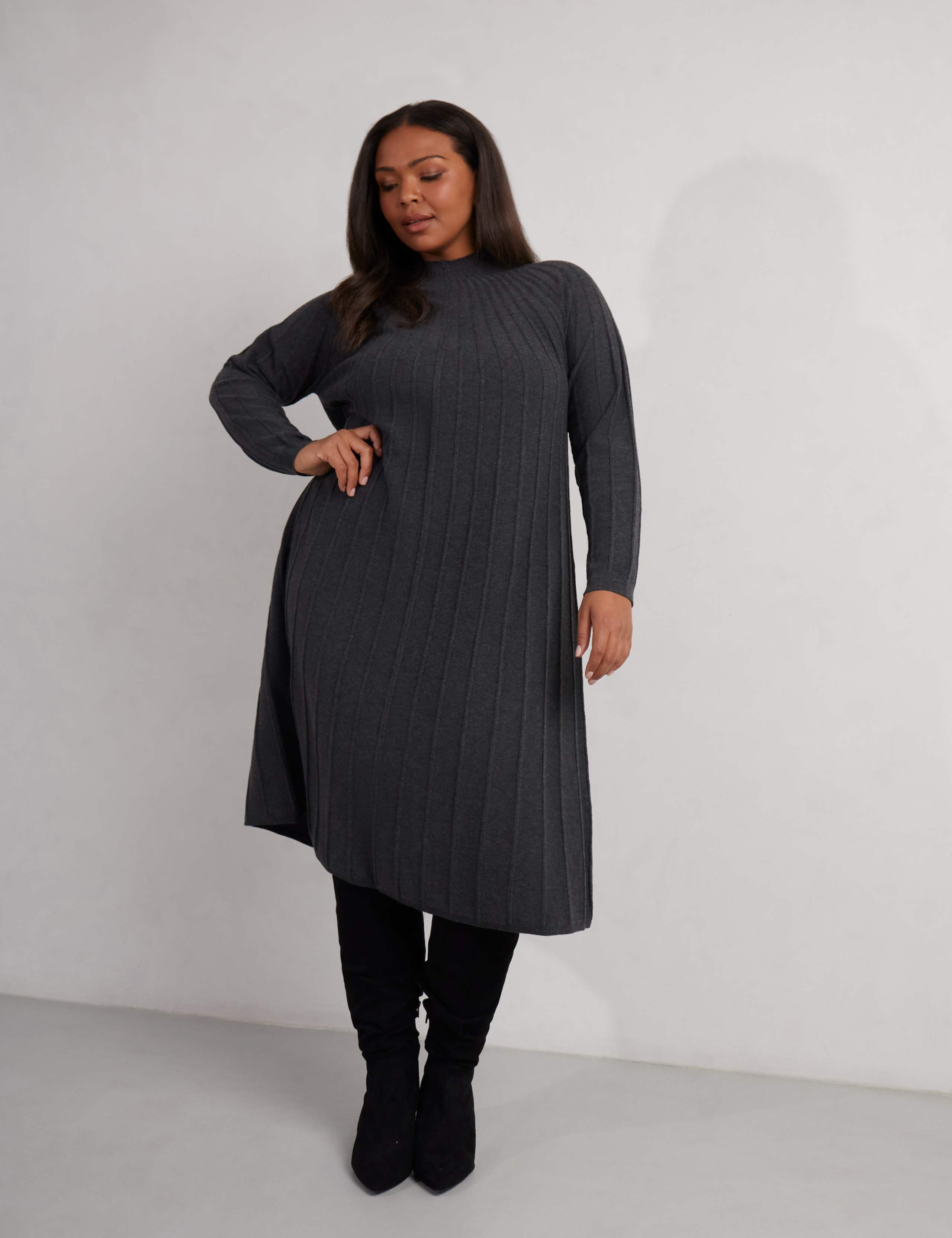 Ribbed Midi Jumper Dress