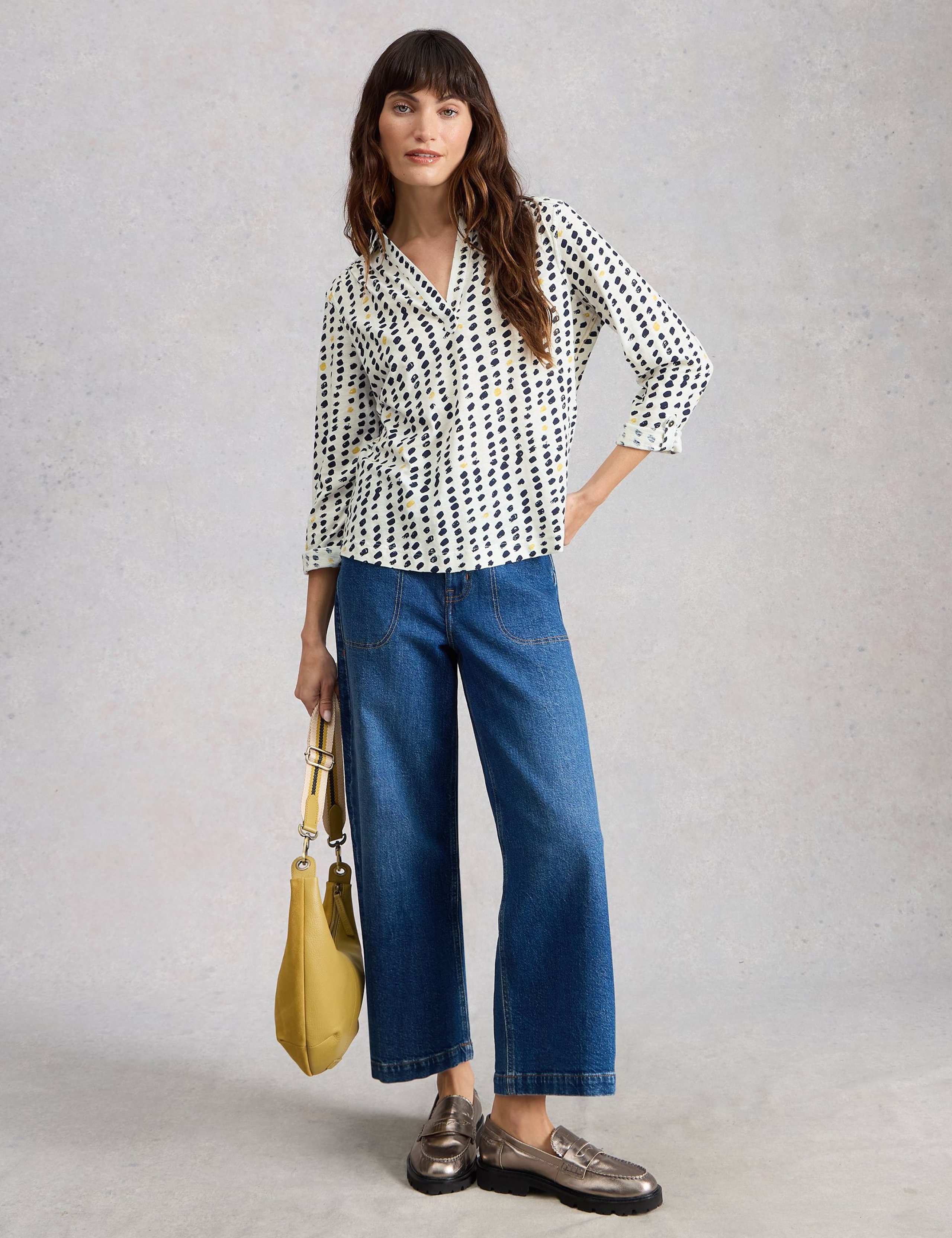 Pure Cotton Geometric Embroidered Shirt