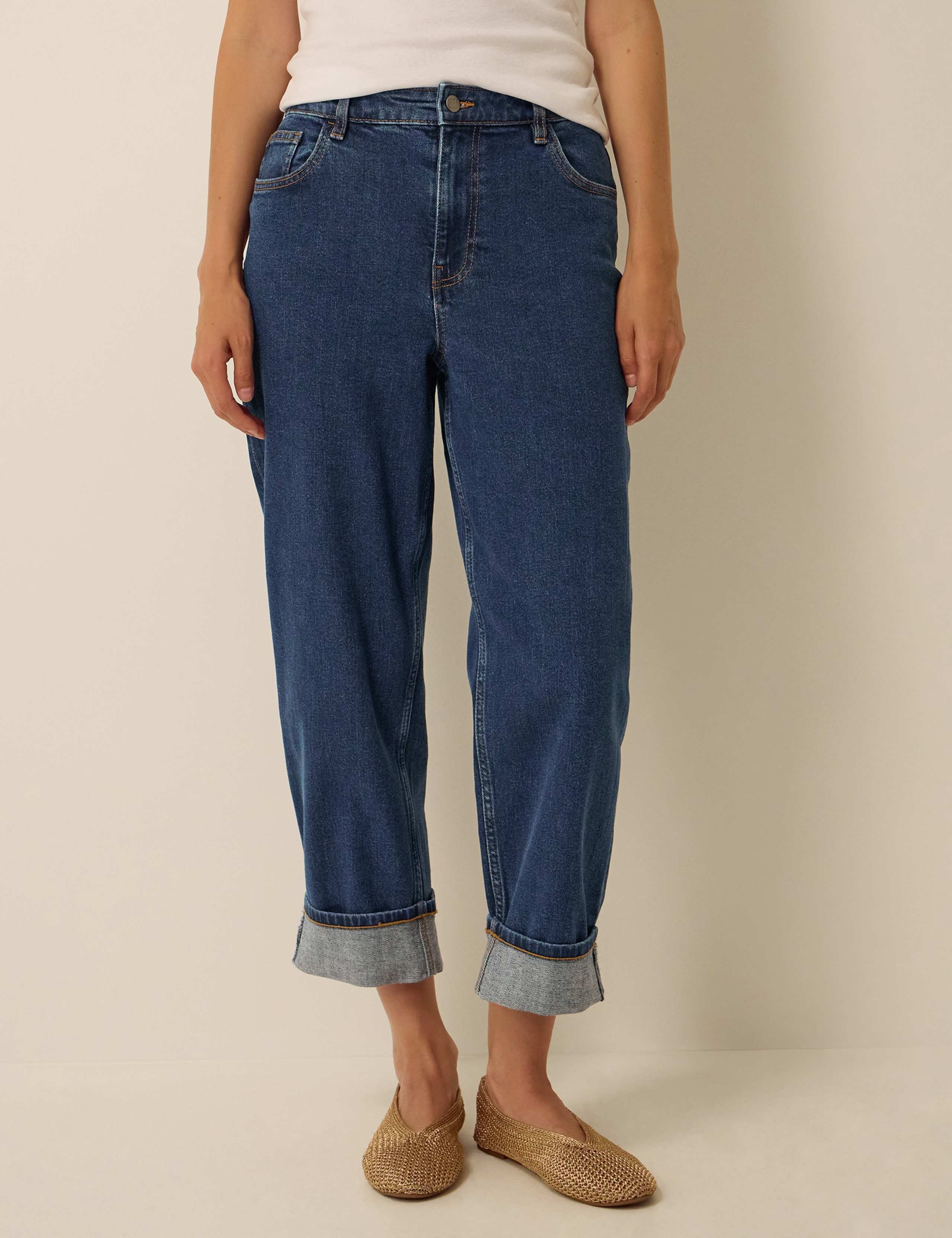 Straight Leg Turn Up Jeans