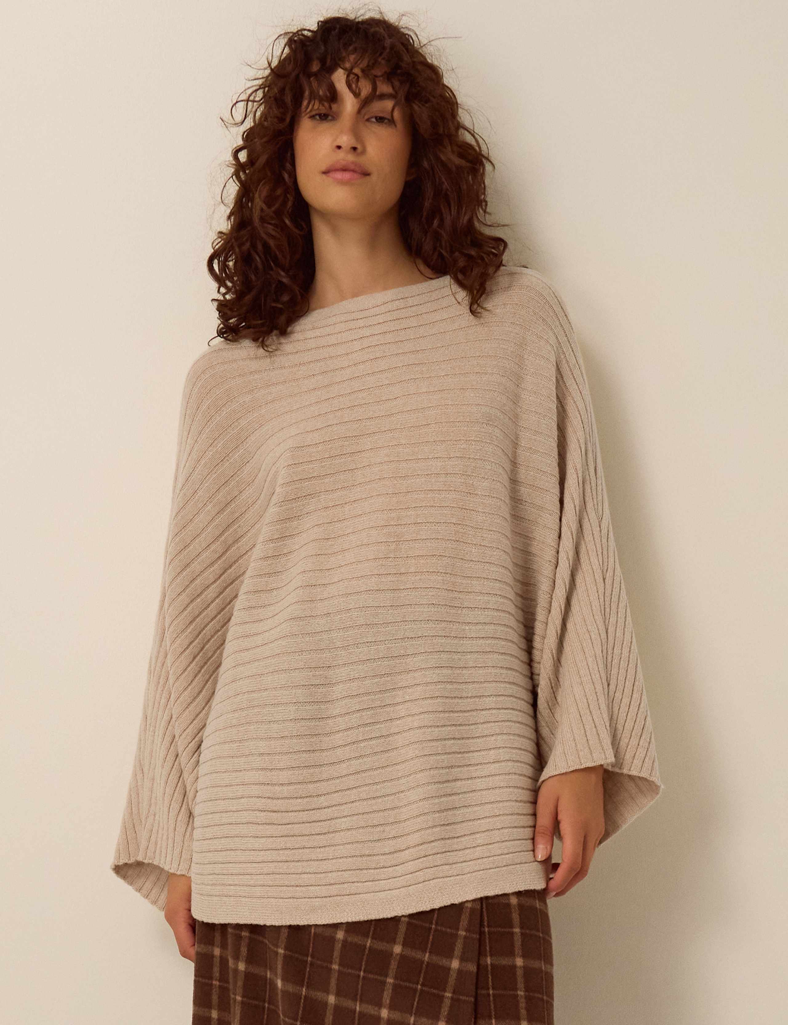 Wool Blend Funnel Neck Relaxed Jumper