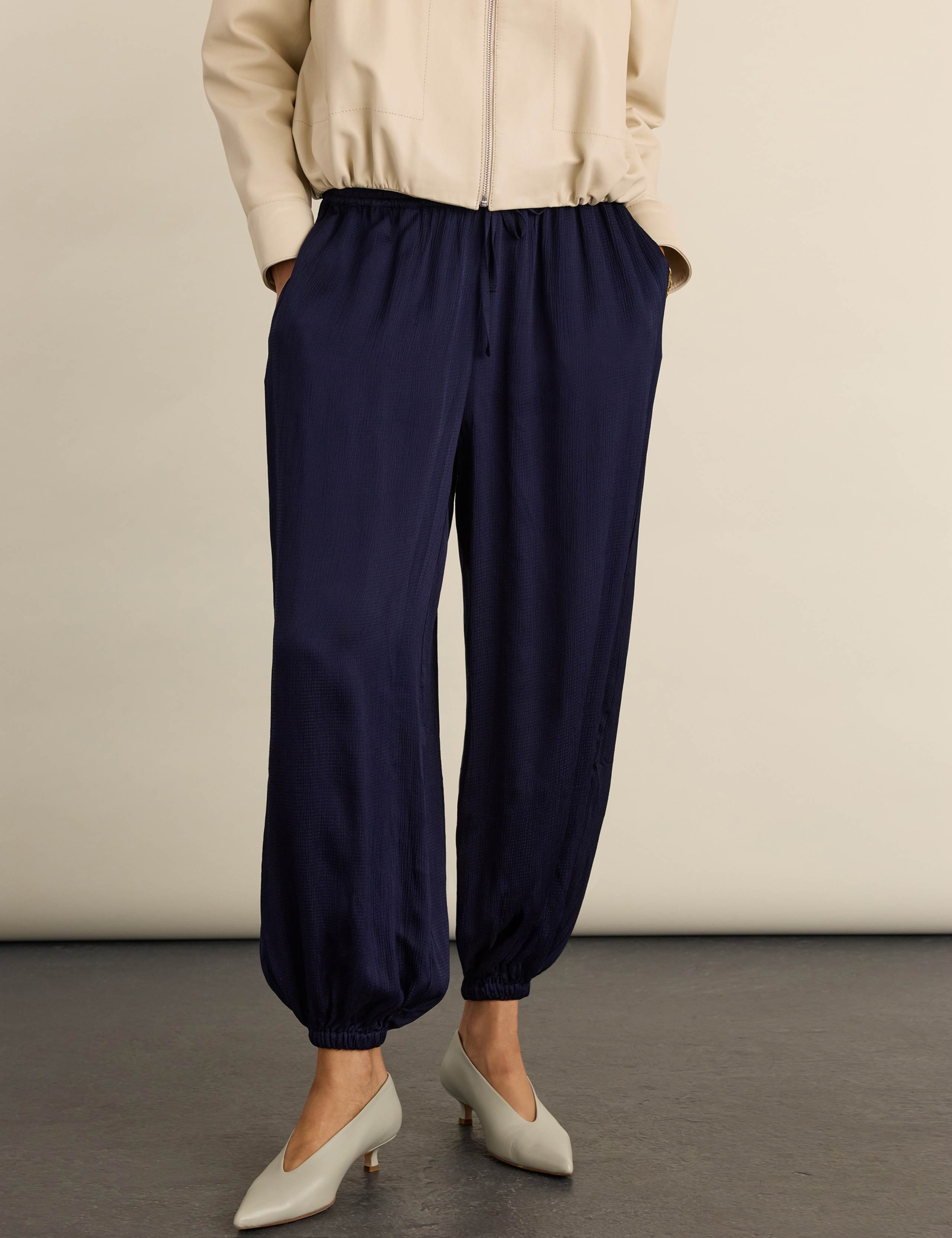Satin Barrel Leg Trousers
