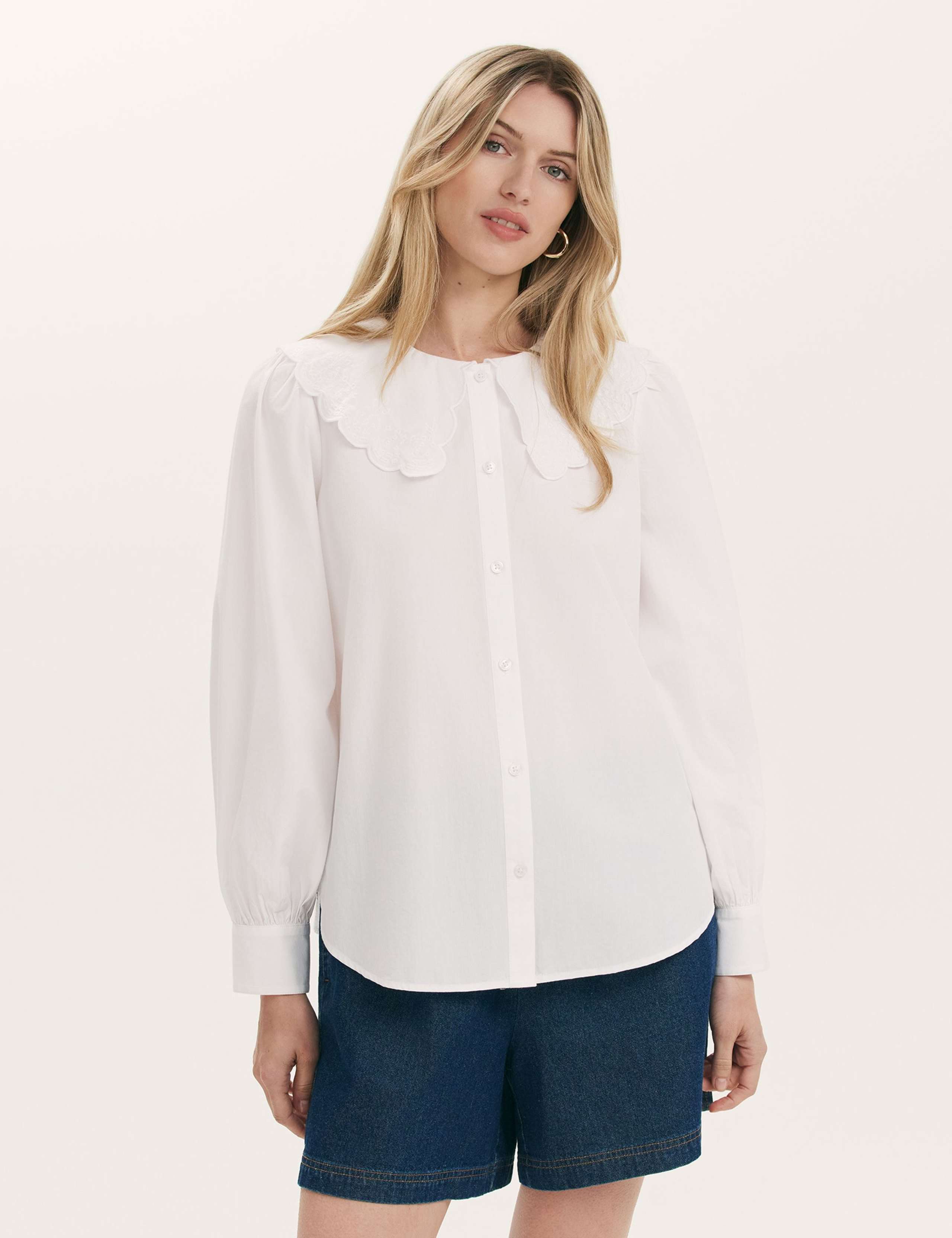 Pure Cotton Embroidered Collared Shirt