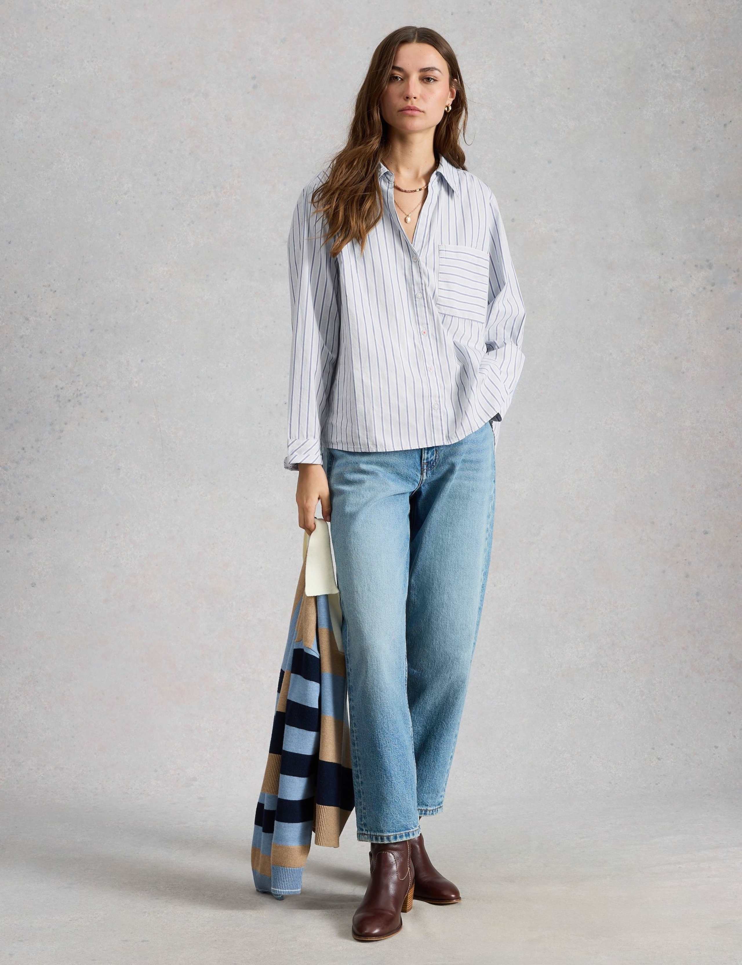 Pure Cotton Striped Collared Shirt