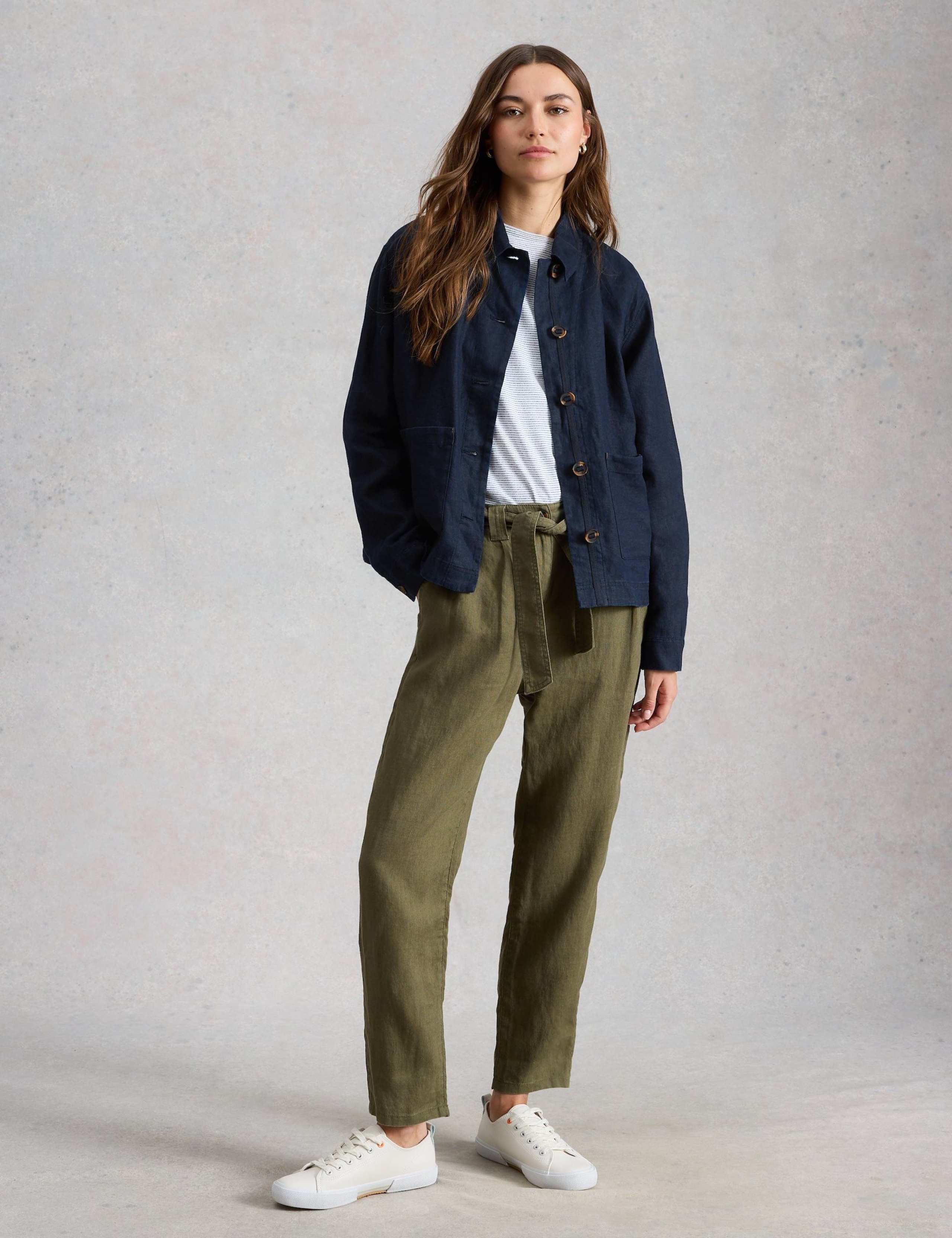 Pure Linen Collared Utility Jacket
