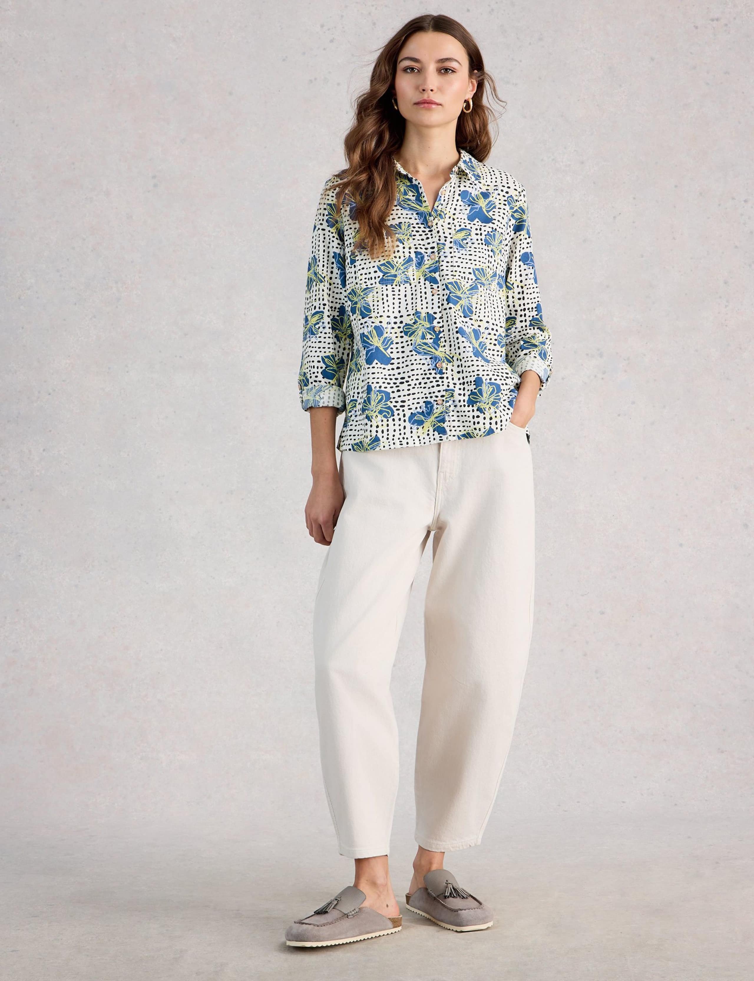 Pure Cotton Floral Collared Shirt