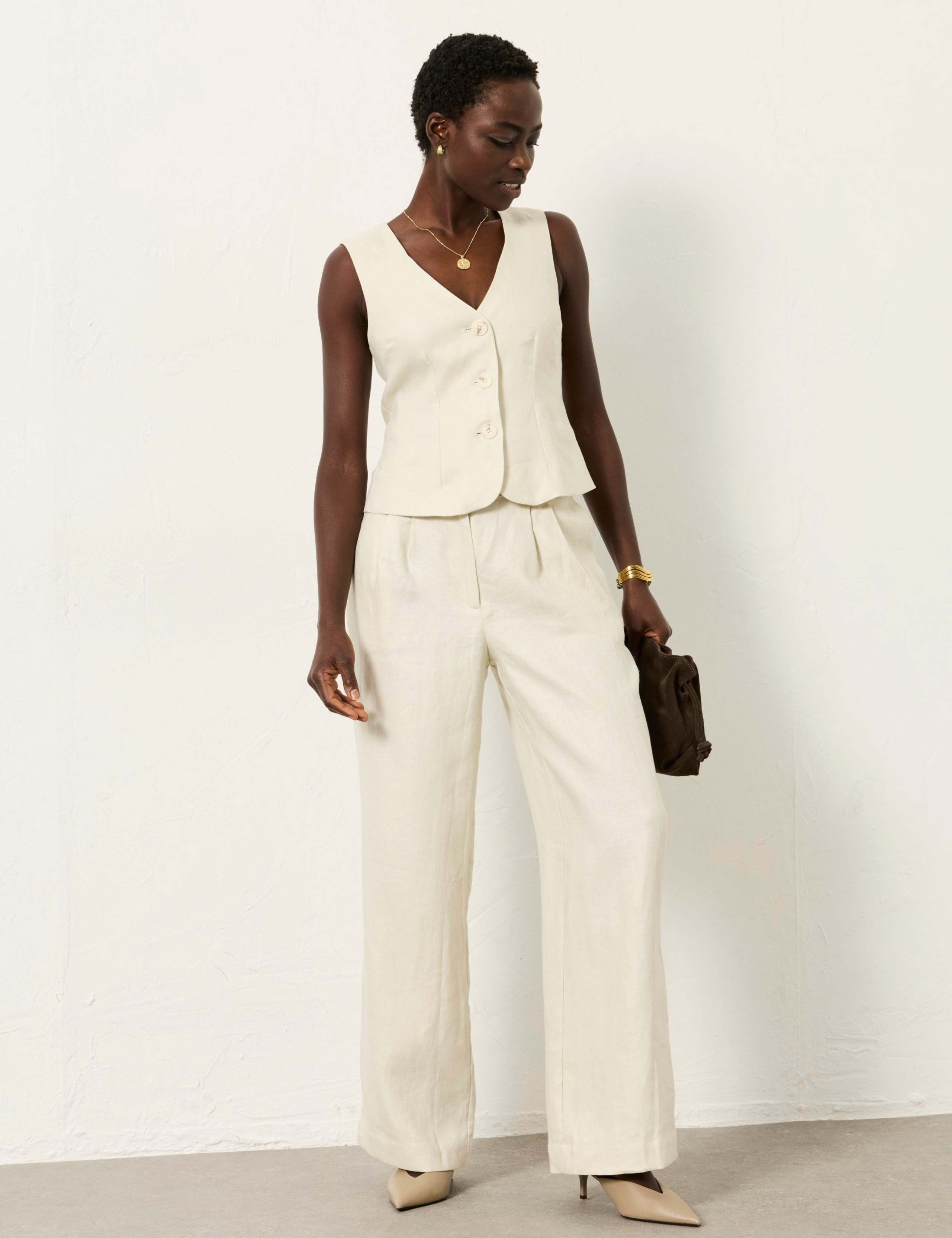 Pure Linen Straight Leg Trousers