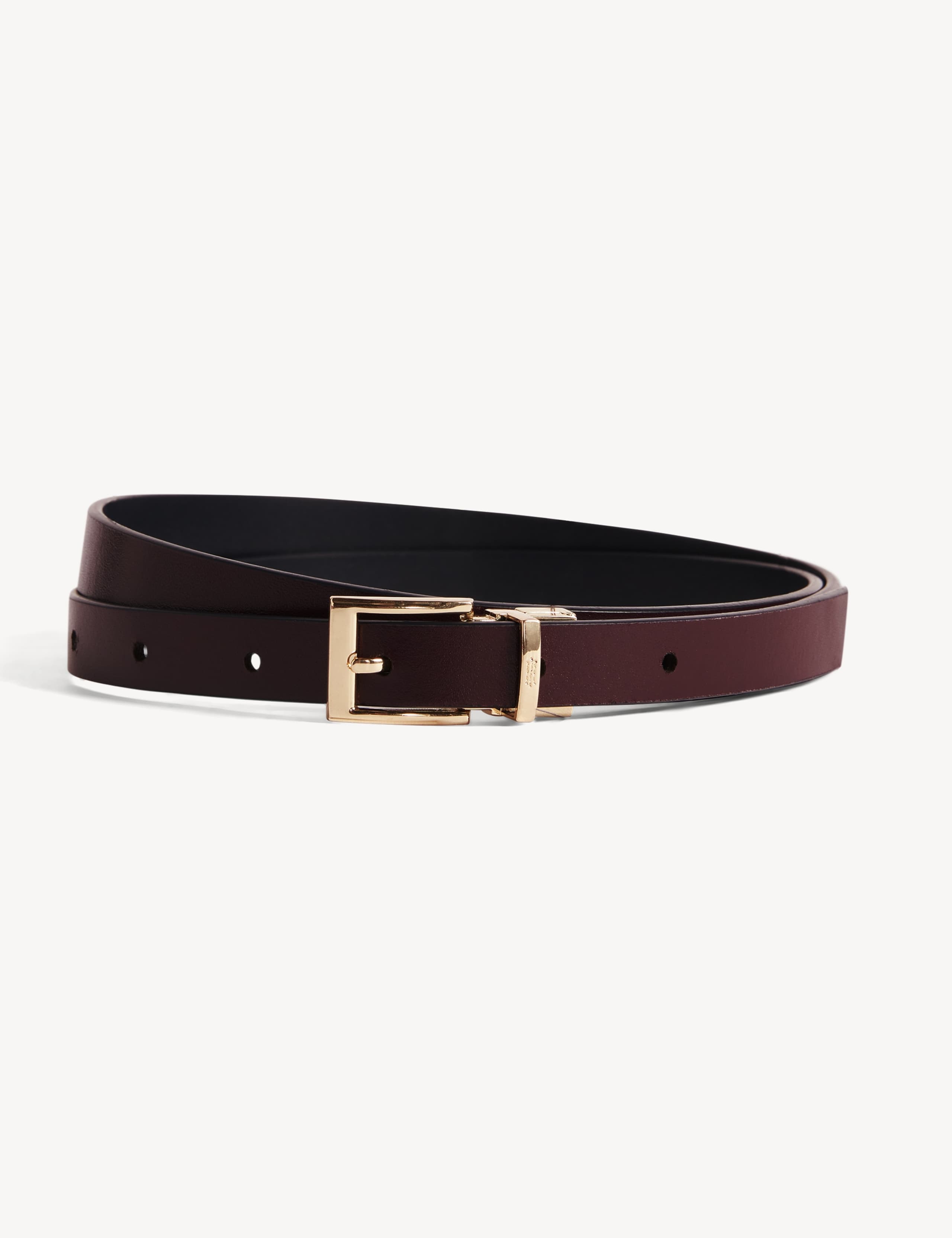 Leather Reversible Skinny Belt