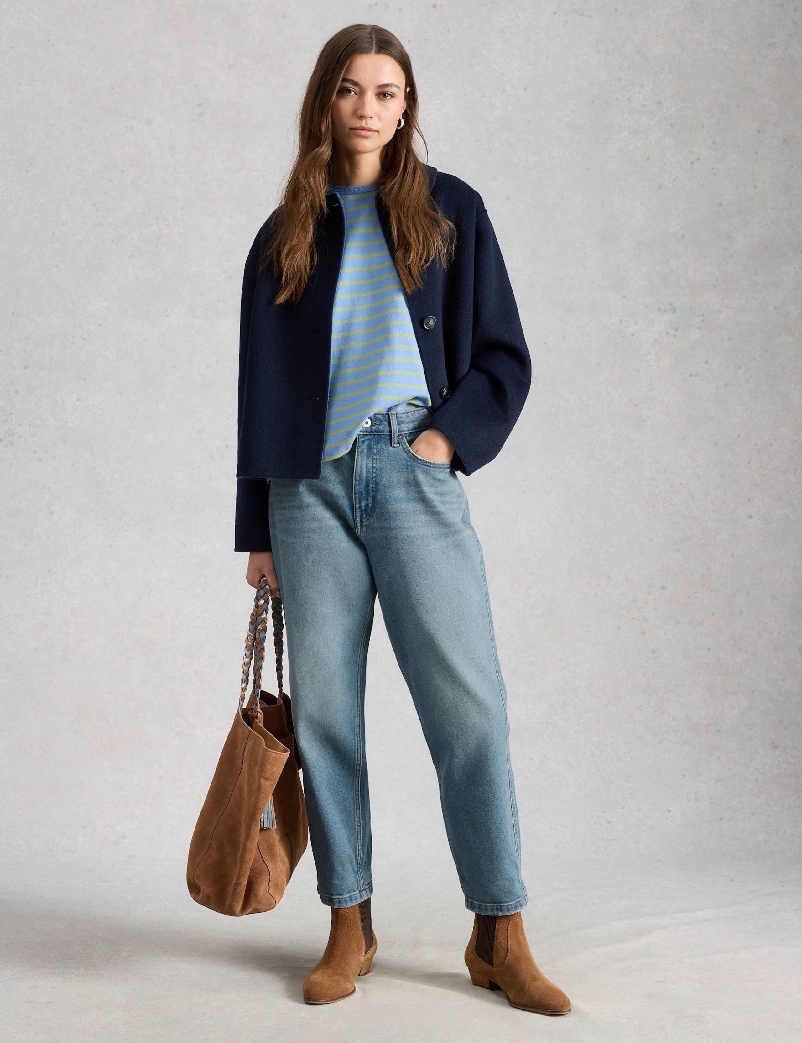 Mid Rise Straight Leg Jeans