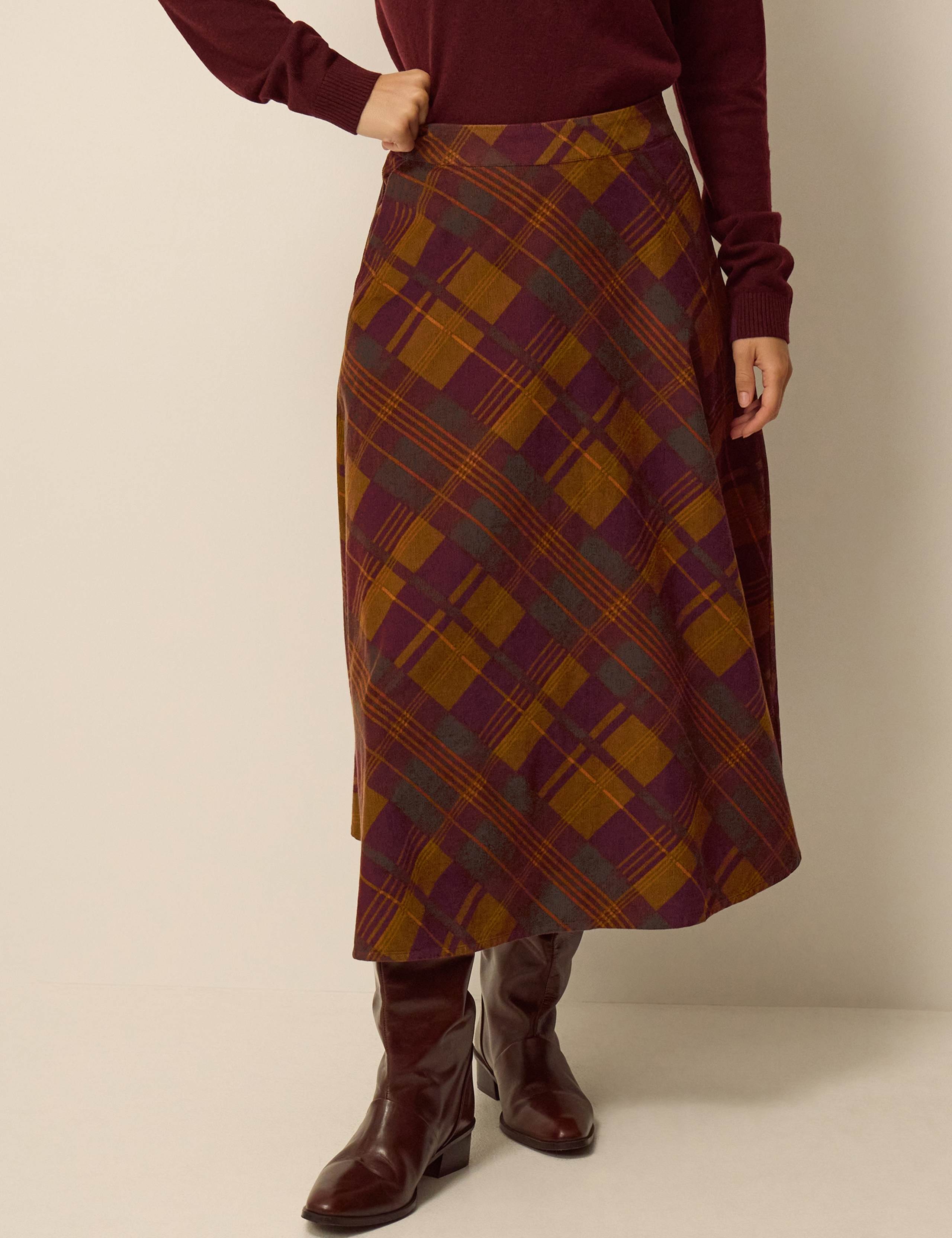 Pure Cotton Printed Midi A Line Skirt