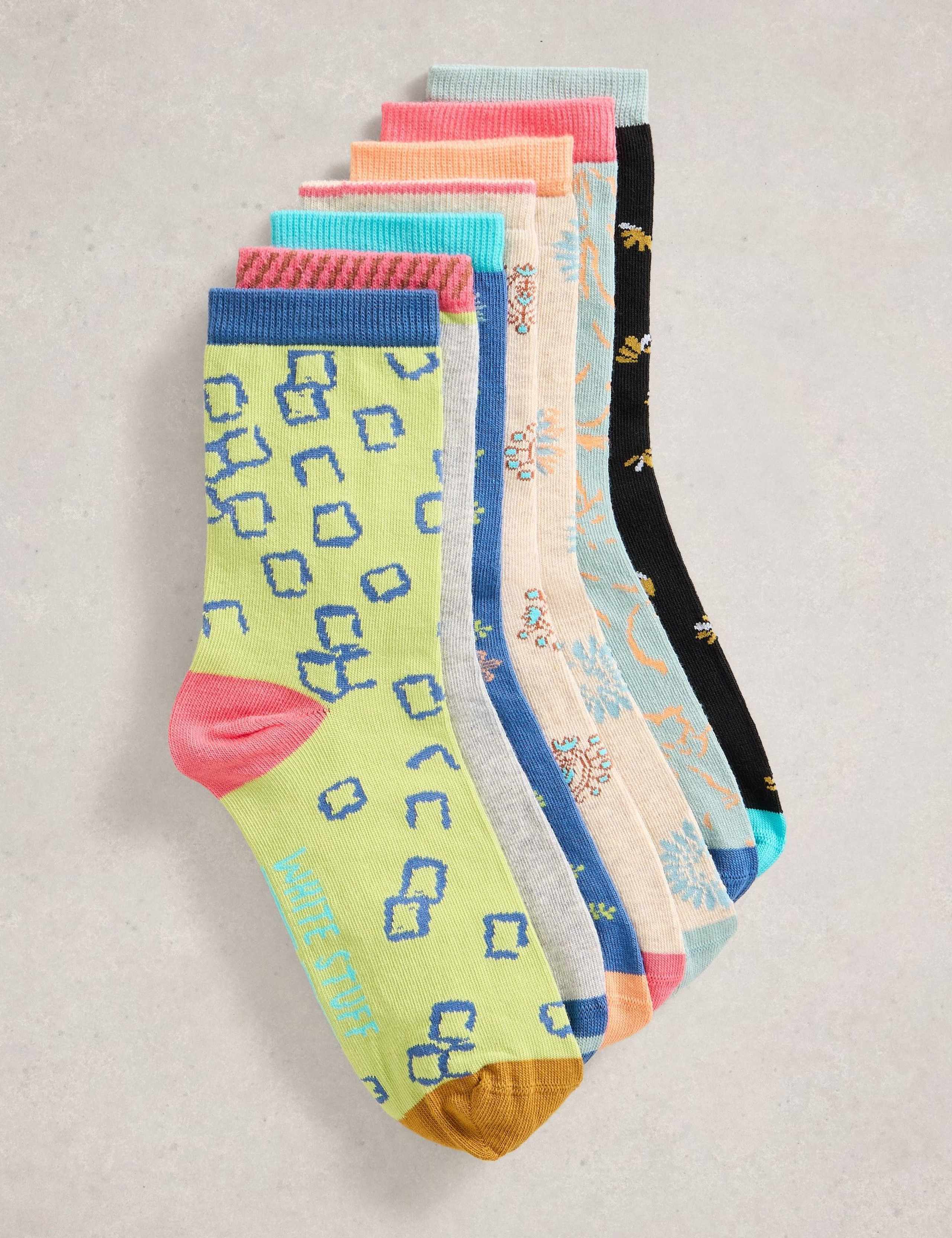 7pk Cotton Rich Printed Ankle Socks