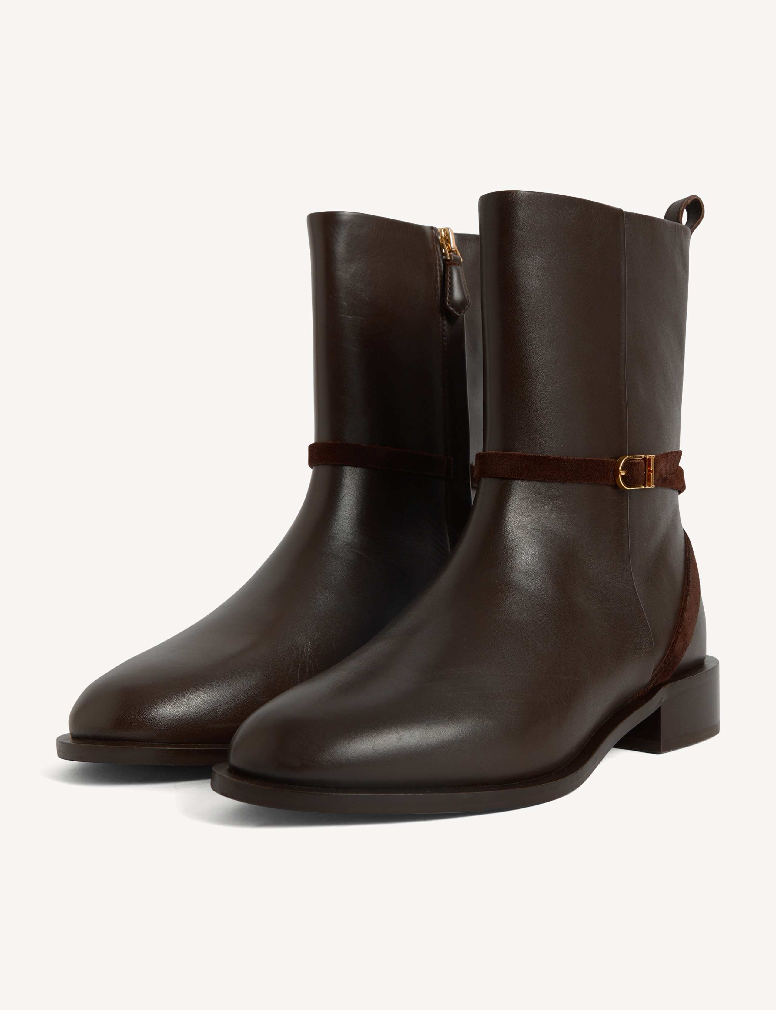 Leather Flat Shoe Boots