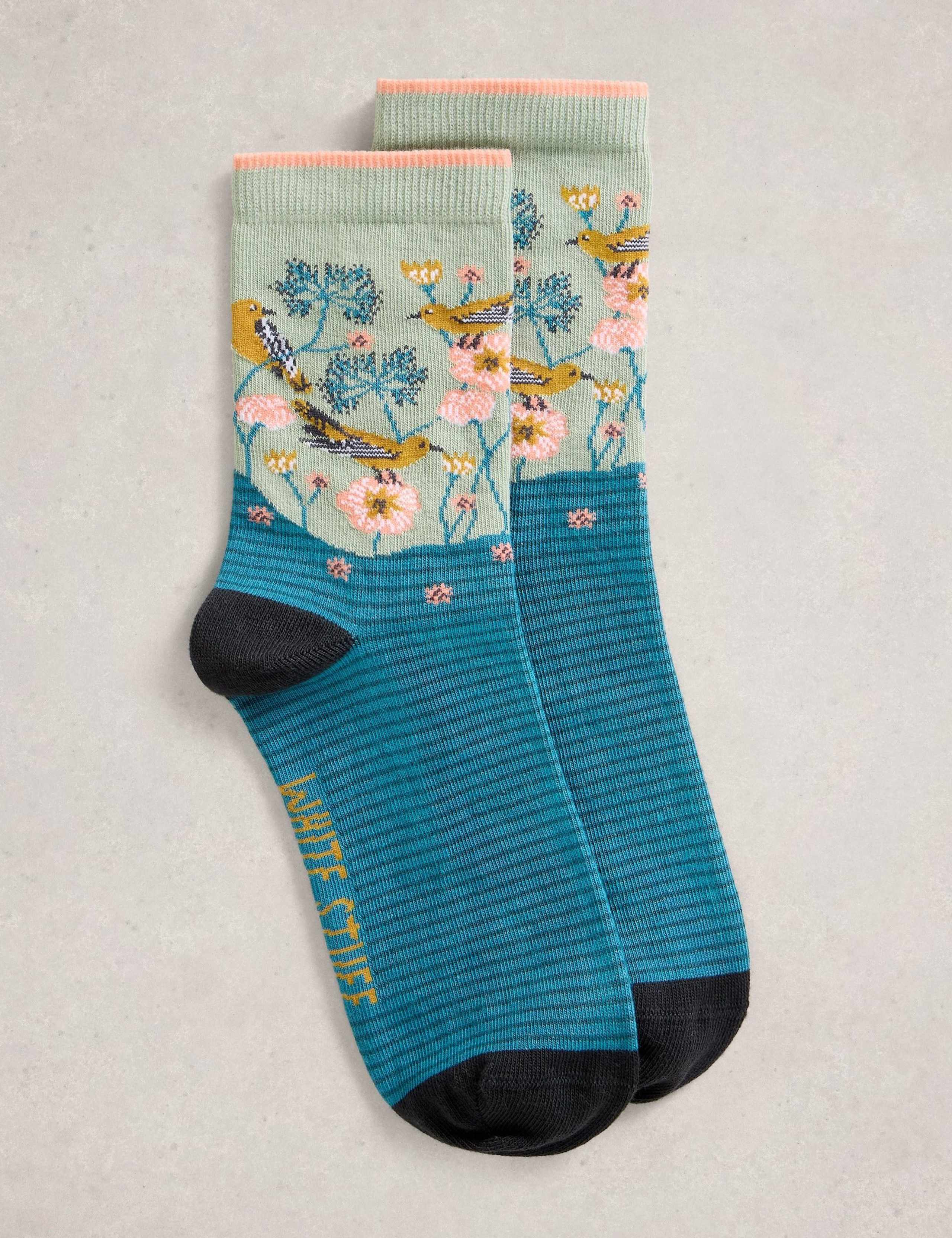 Cotton Rich Floral Ankle Socks