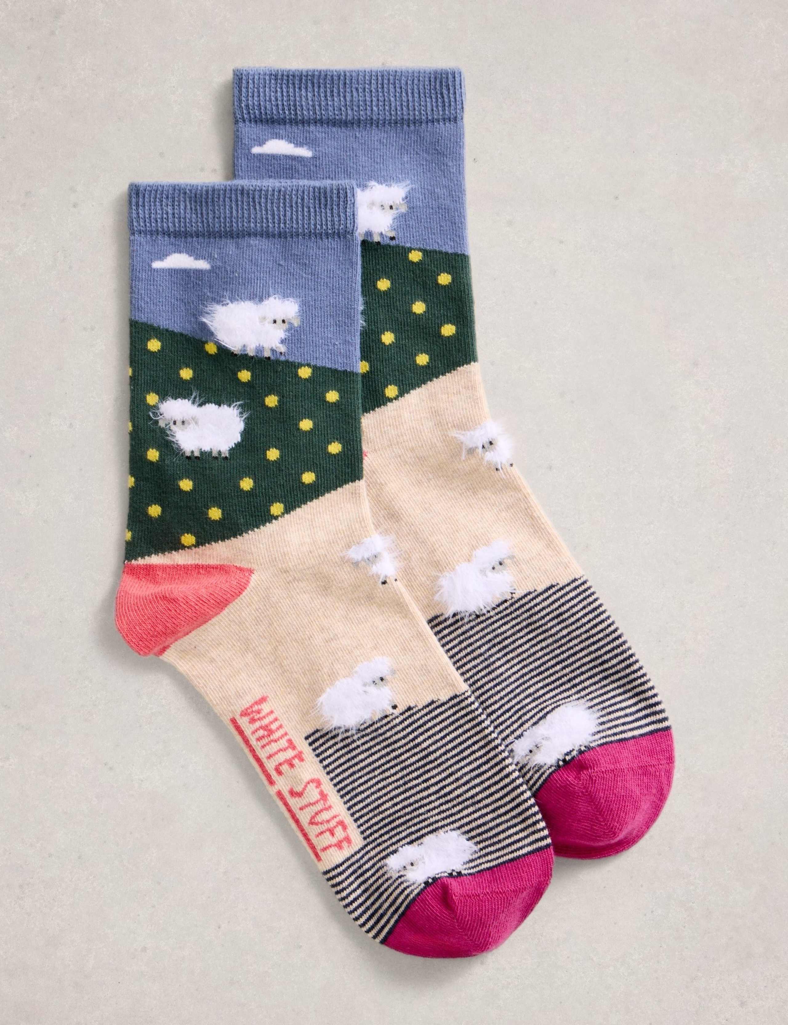 Cotton Rich Fluffy Ankle High Socks
