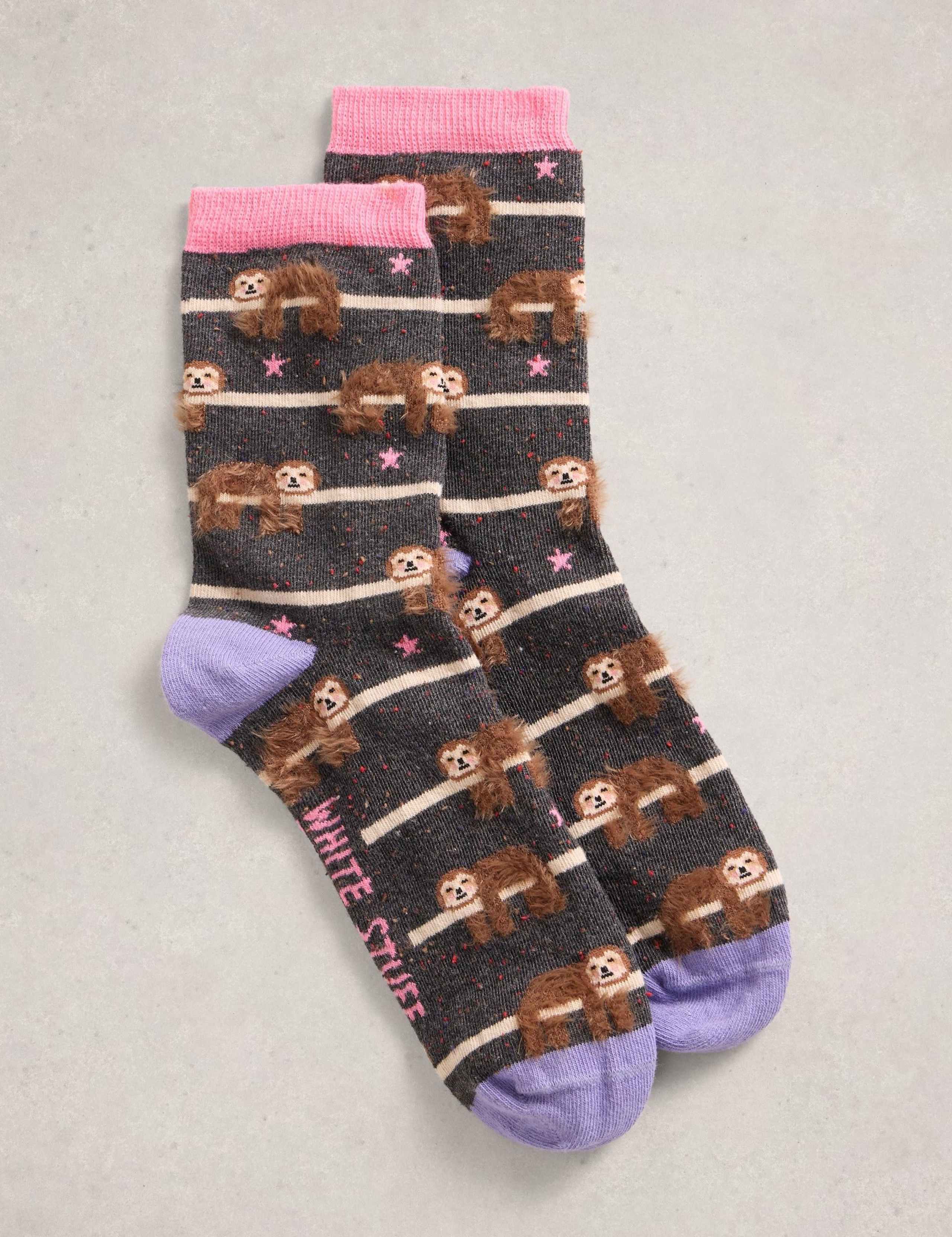 Cotton Rich Fluffy Ankle High Socks