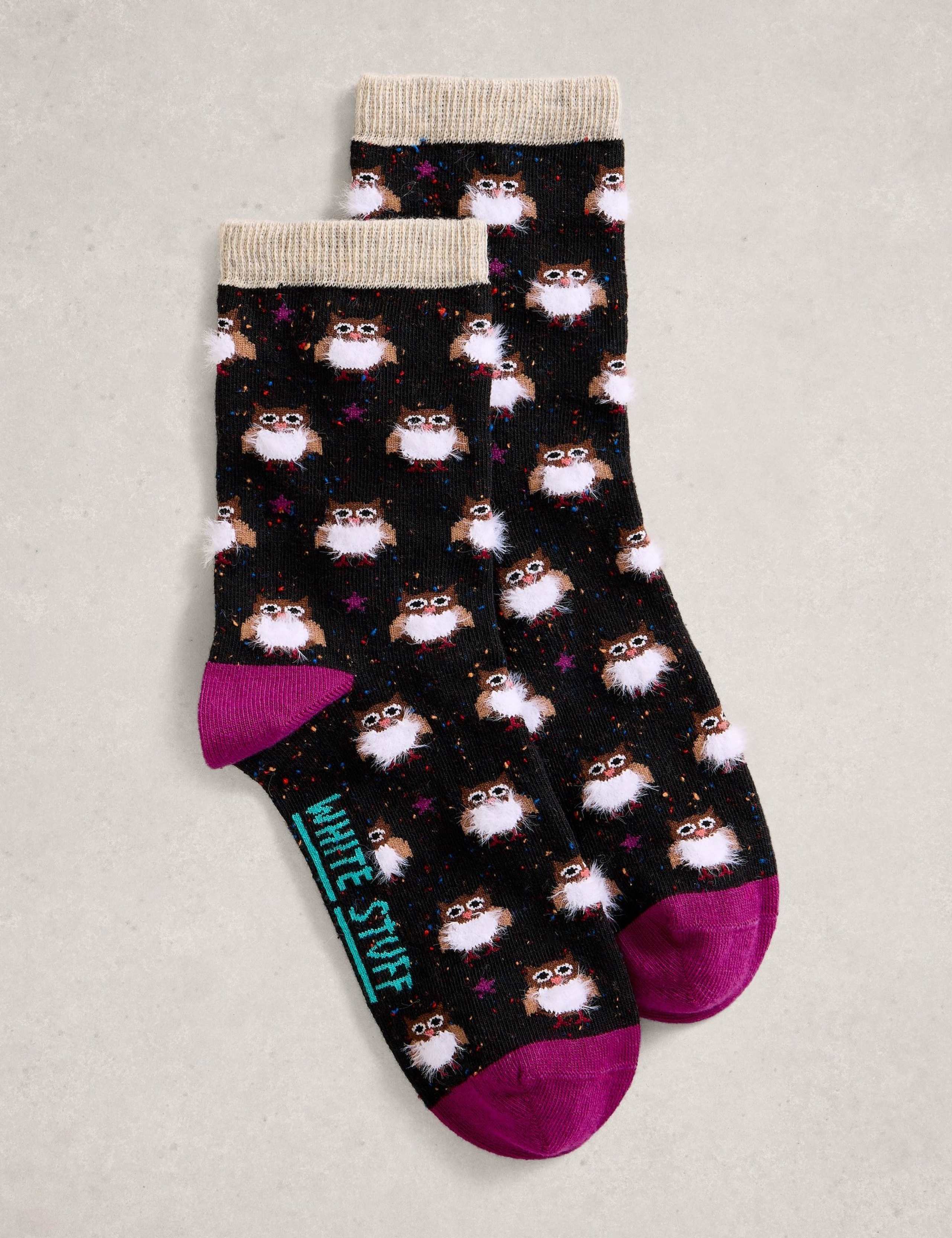 Cotton Rich Fluffy Ankle High Socks