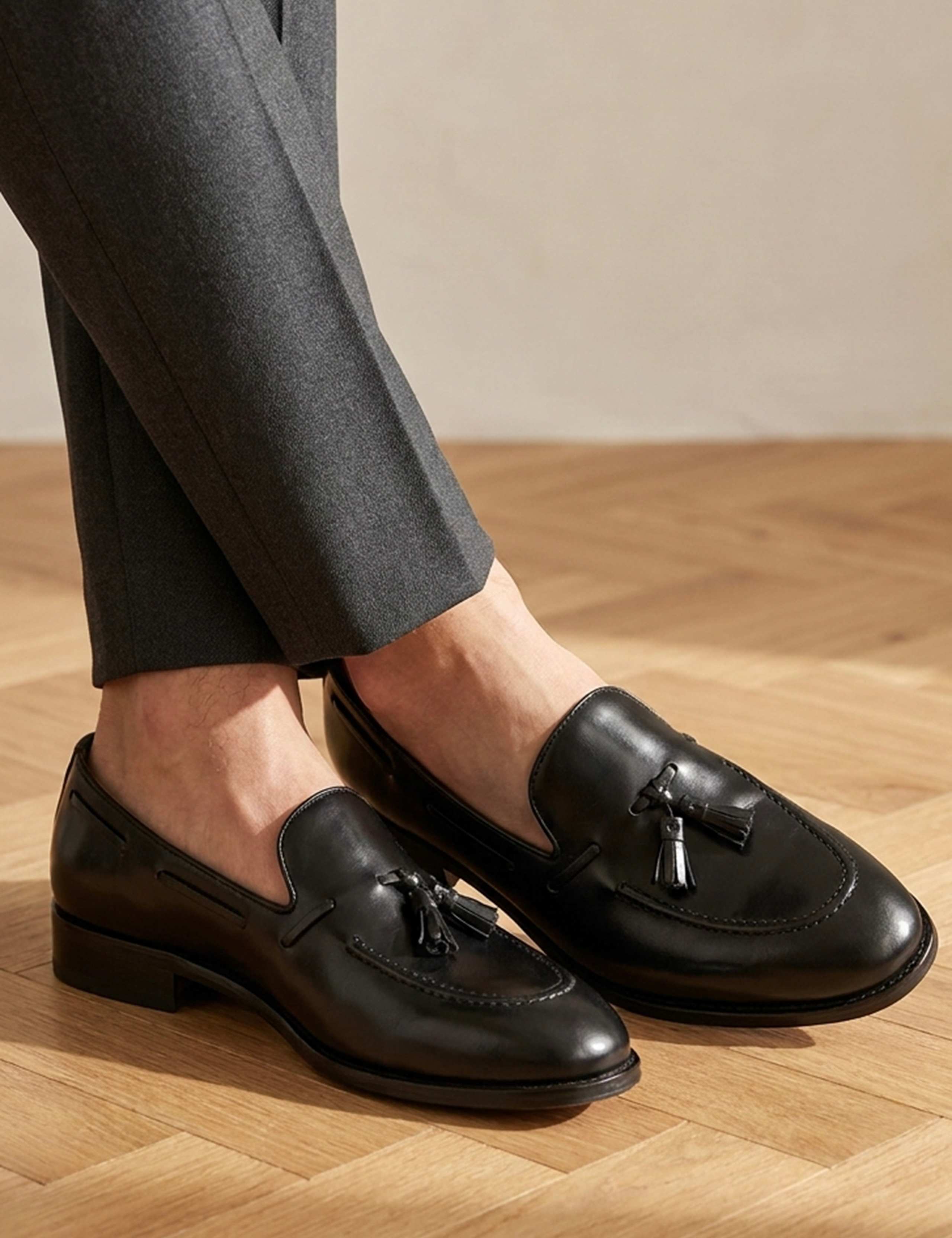 Leather Slip On Tassel Loafers
