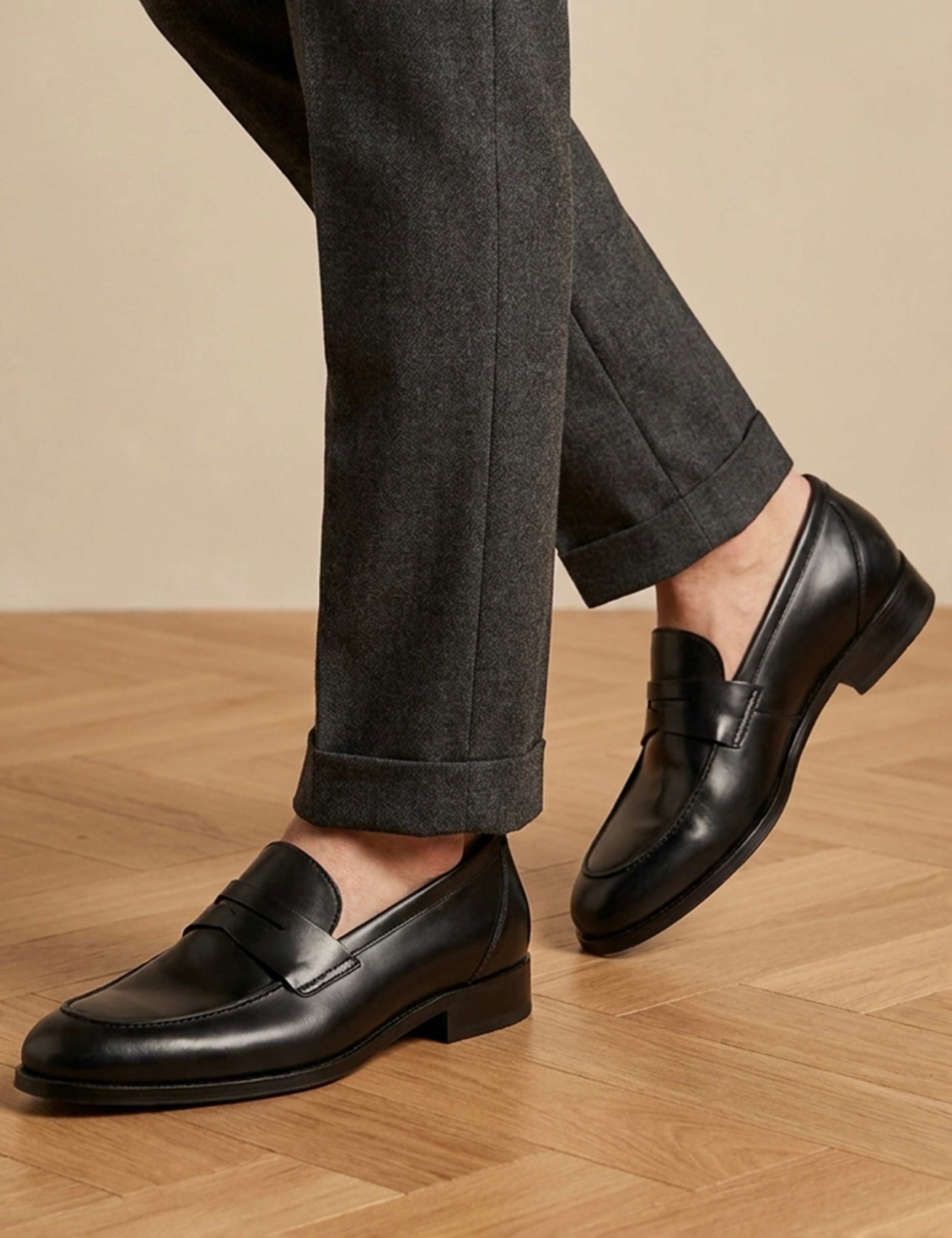 Wide Fit Leather Penny Loafers