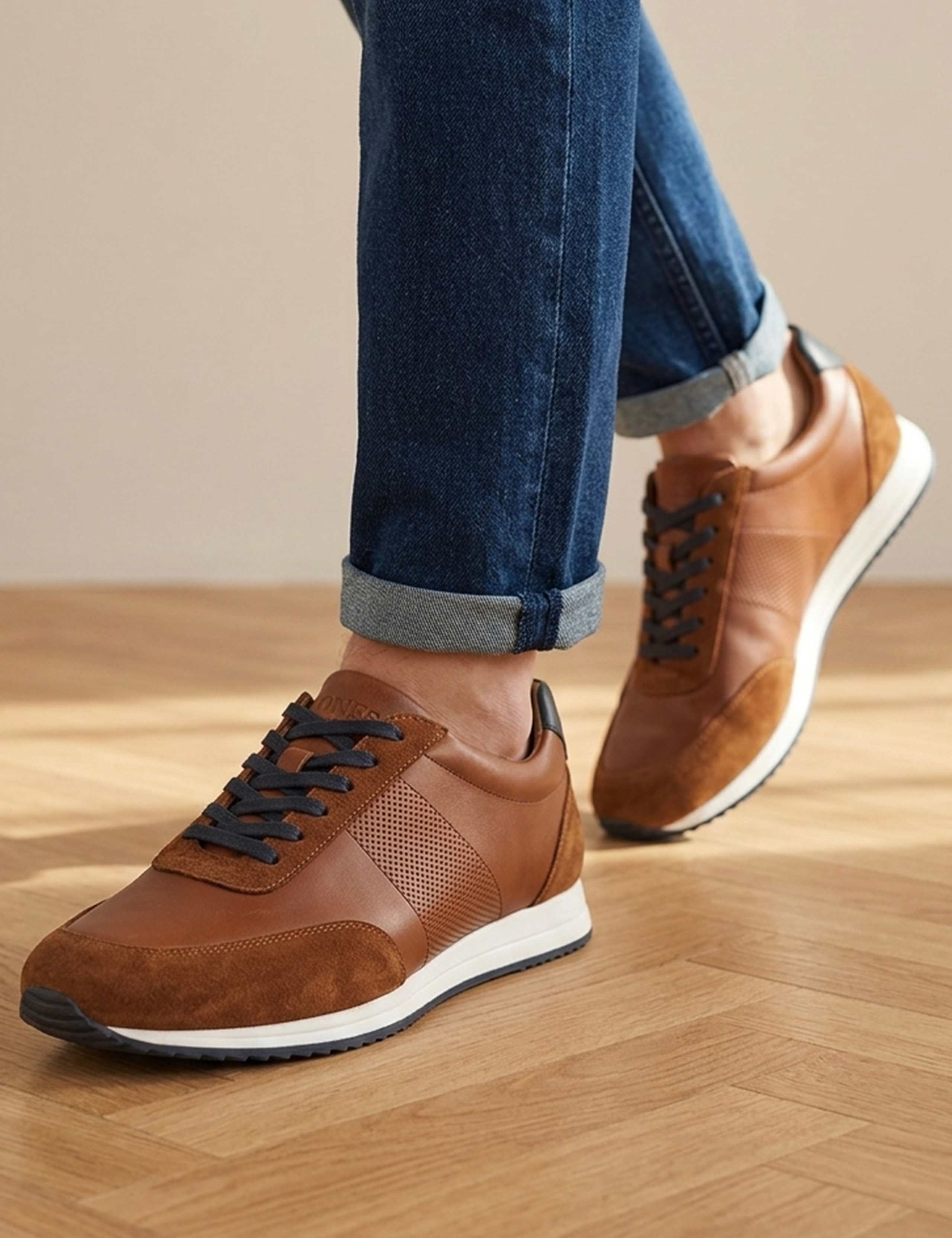 Wide Fit Leather Trainers