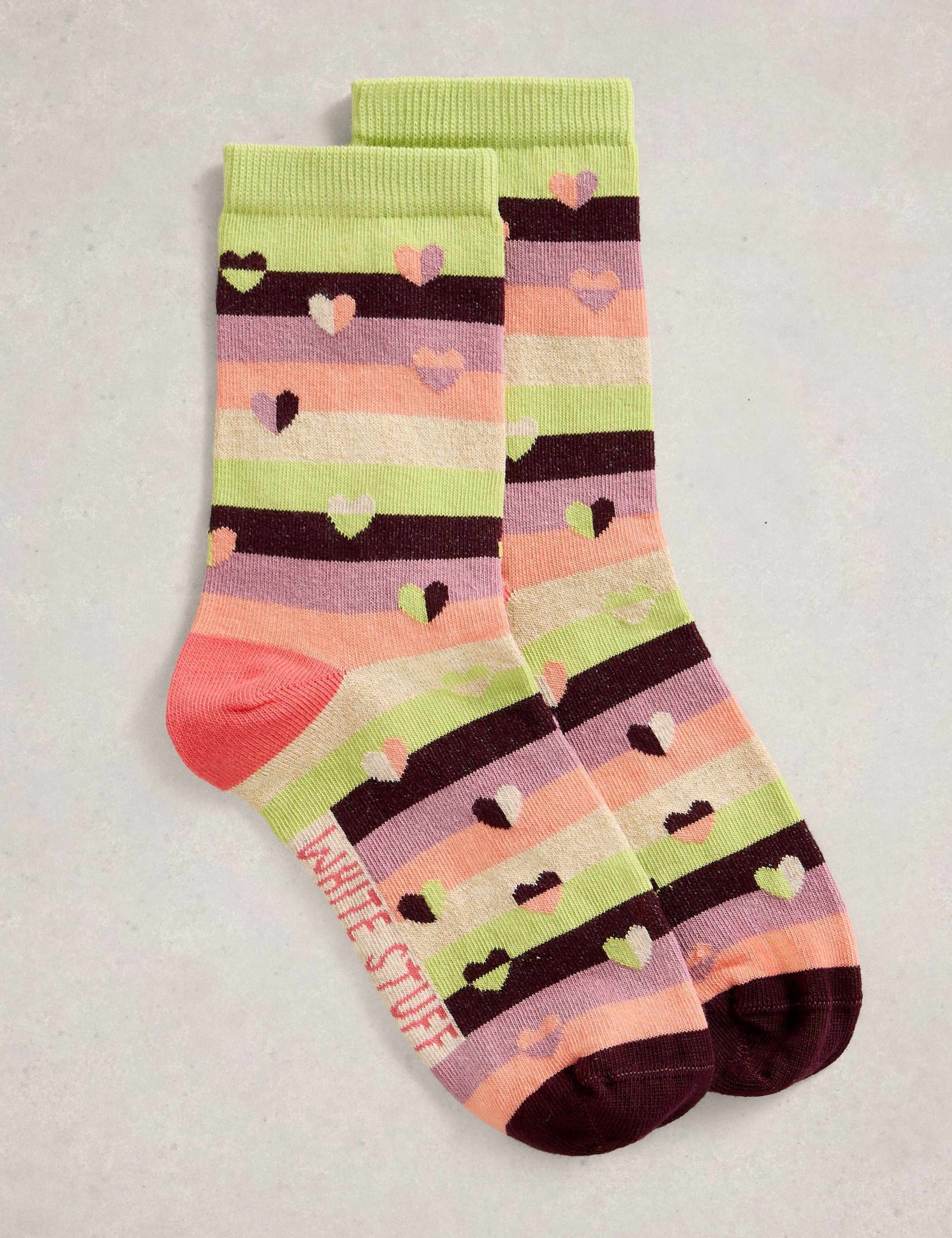 Cotton Rich Geometric Ankle High Socks