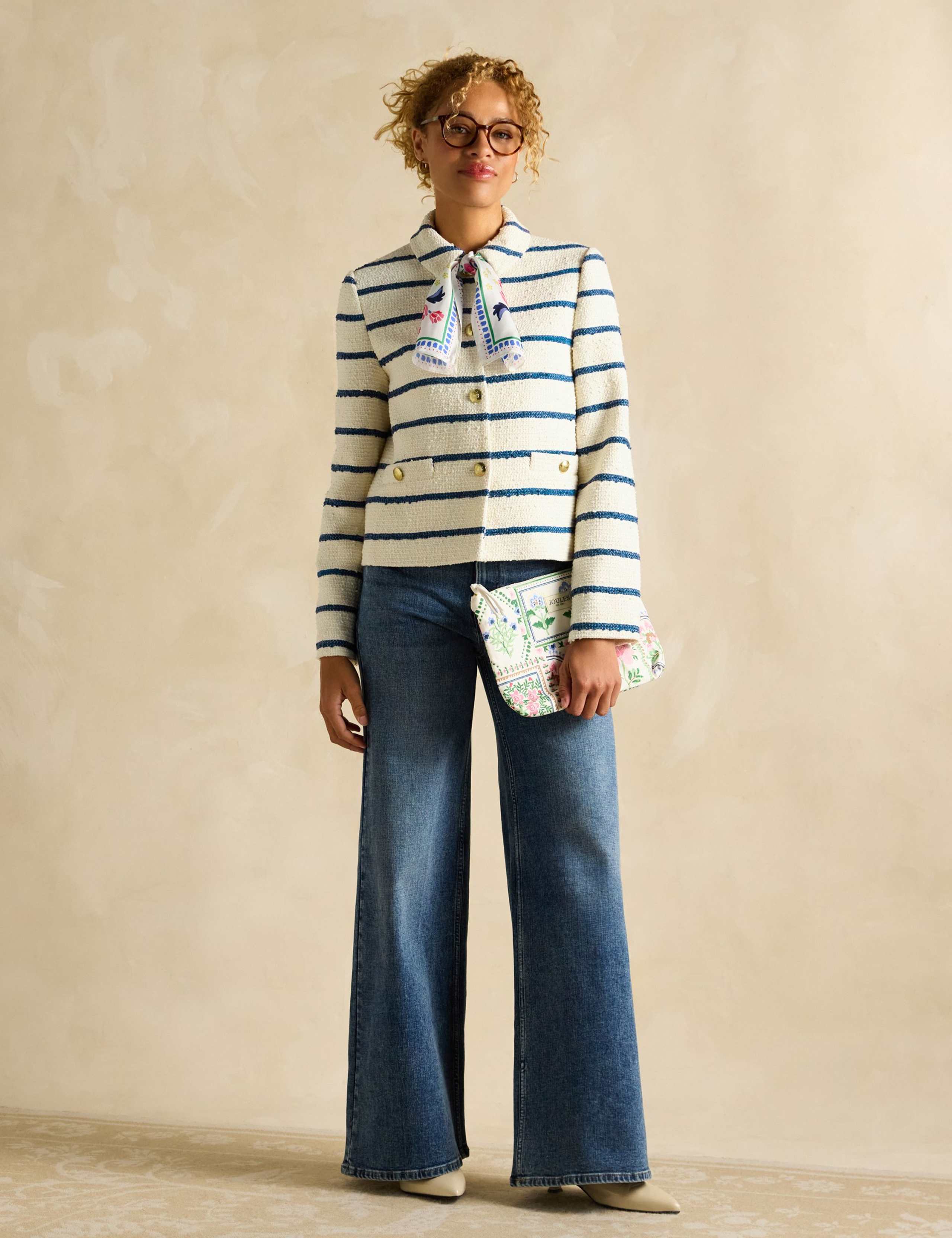 Cotton Rich Striped Collared Jacket